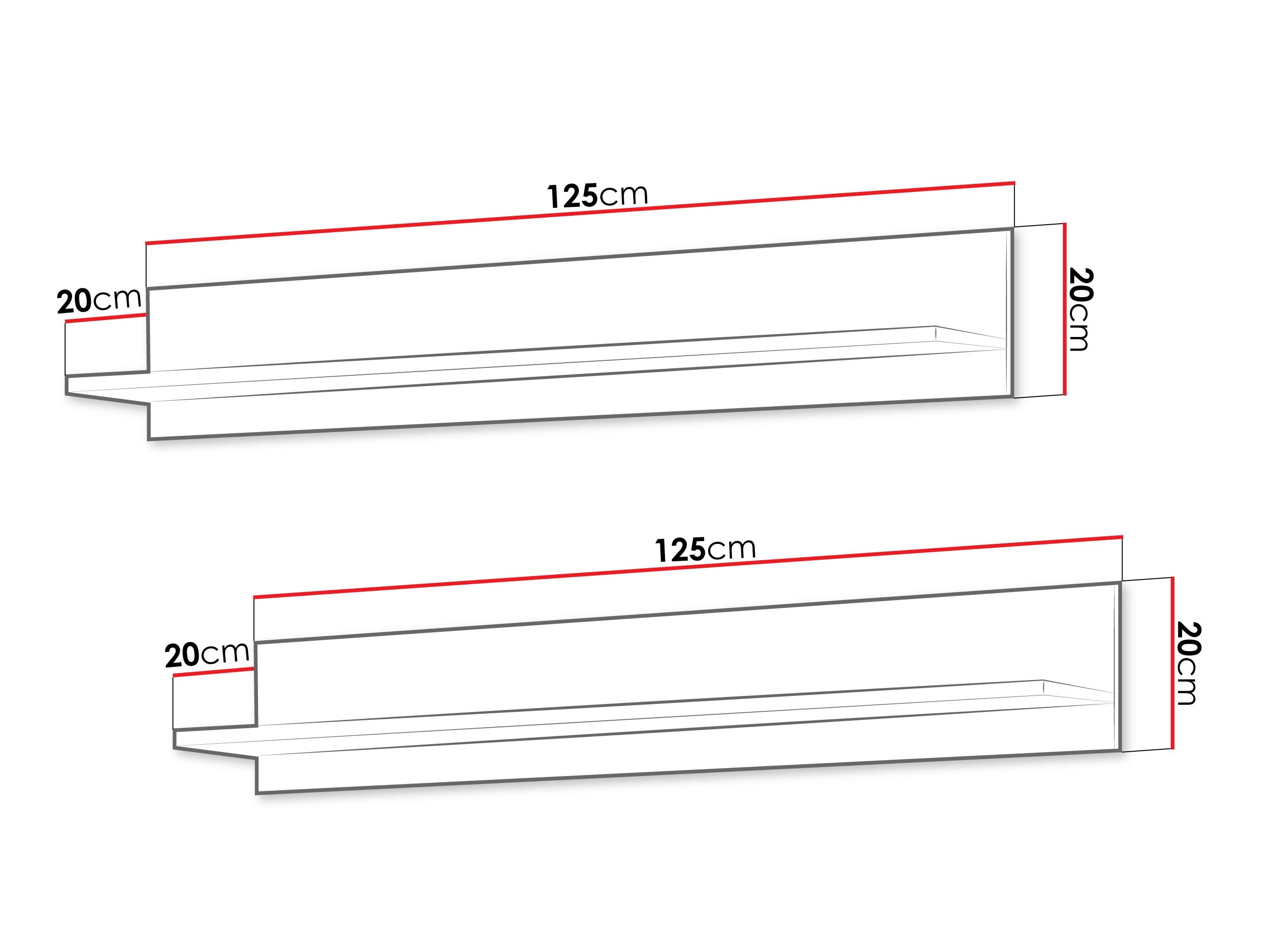 Sæt med vægmonterede reoler Tornola 104 (Kashmir + Sort)