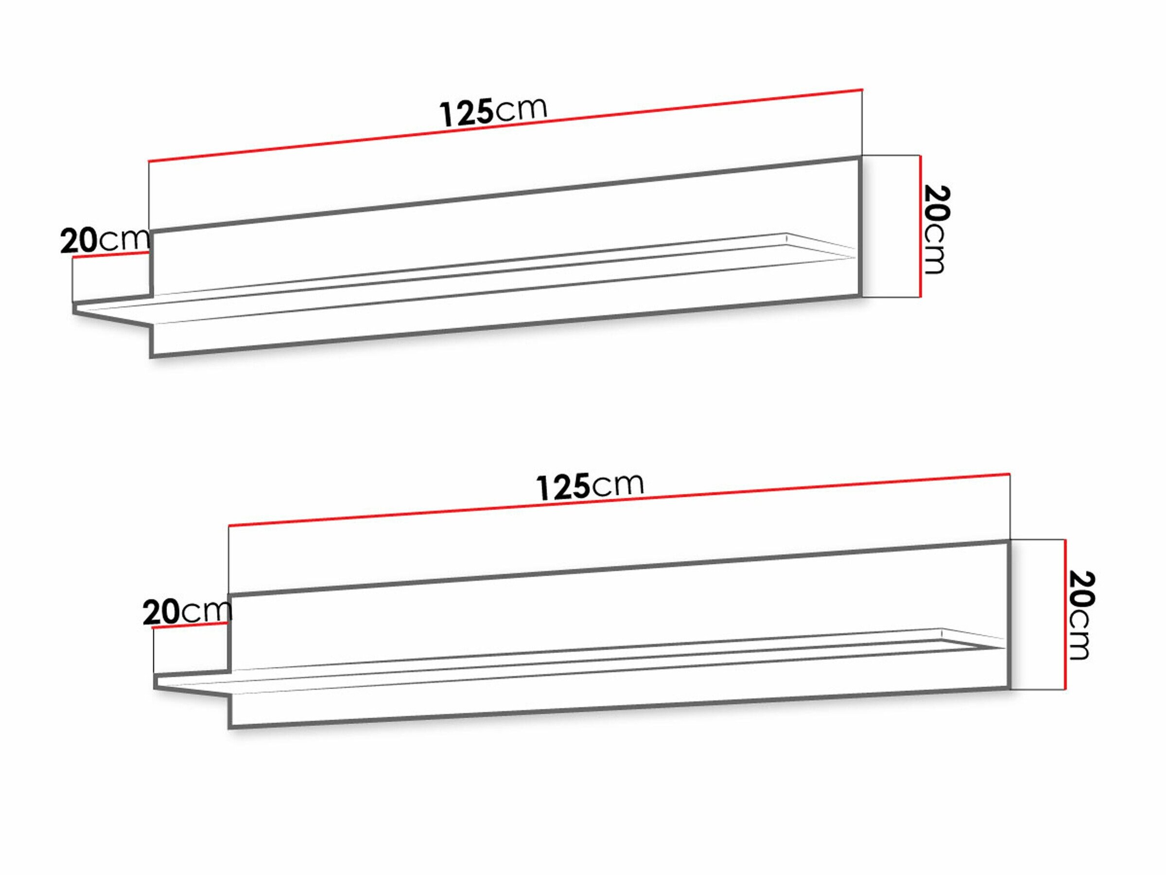 Sæt med vægmonterede reoler Tornola 104 (Lefkas eg + Sort)