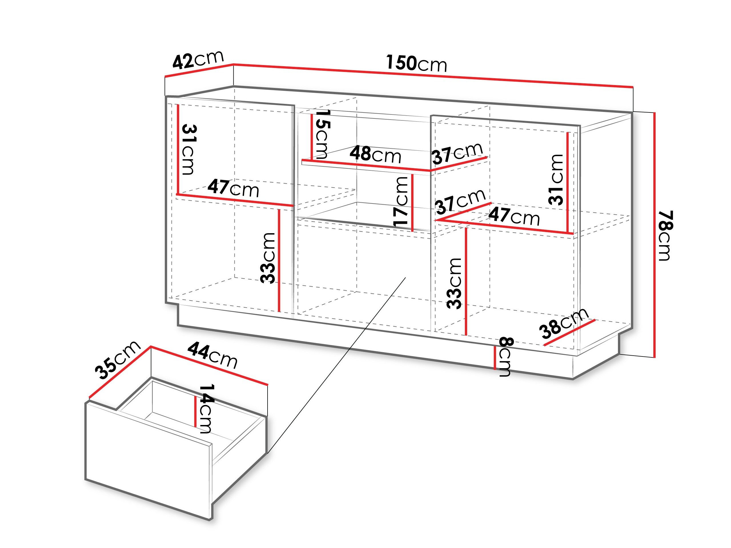 Kommode Lusonu 100 (Hvid)