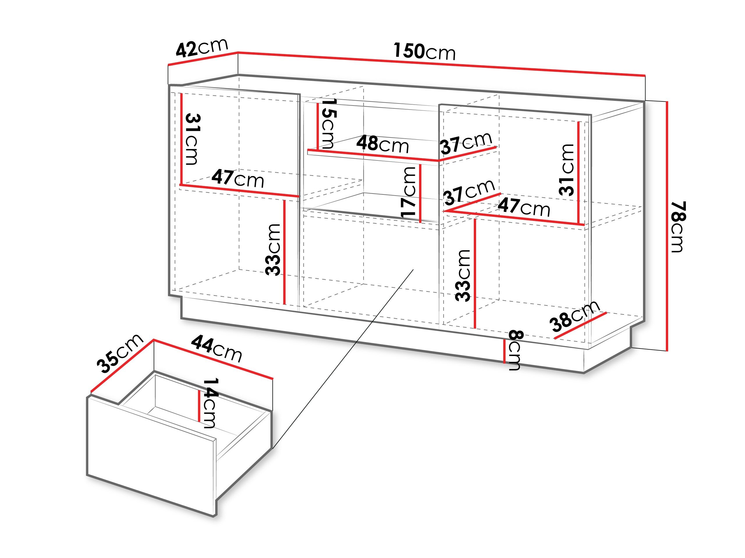 Kommode Lusonu 100 (Sort)