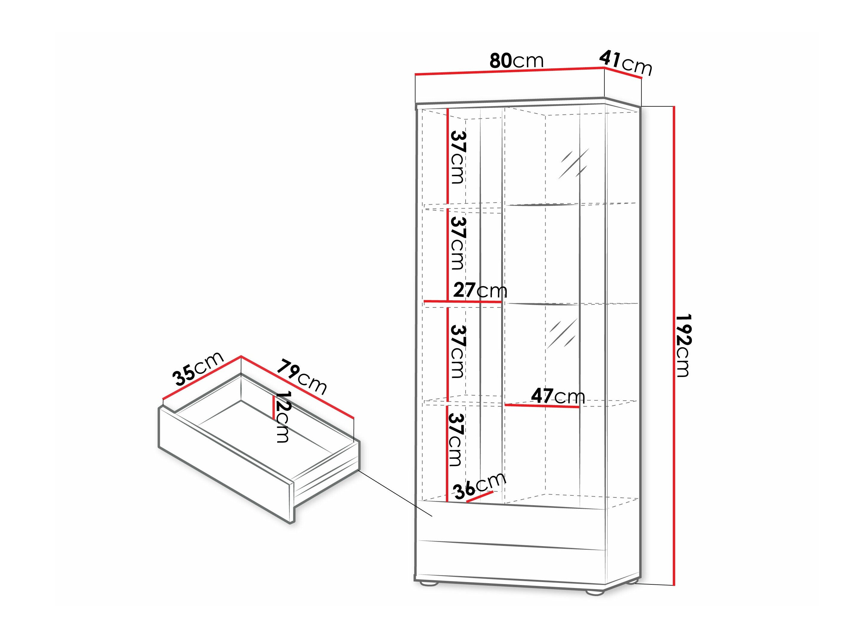 Reol Tornola 105 (Hvid + Glansfuld hvid)