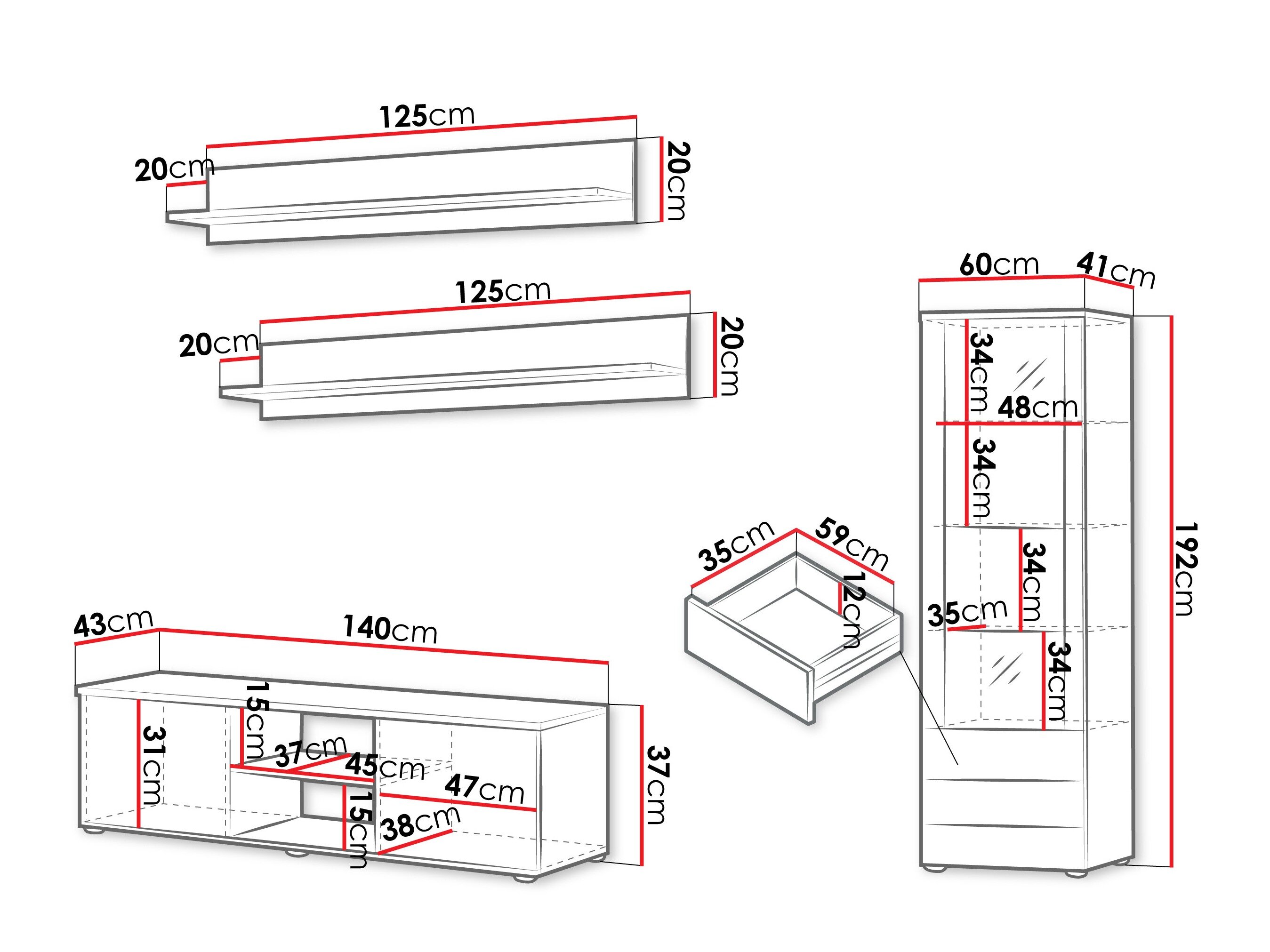 Stuemøbelsæt Tornola 110 (Kashmir + Sort)