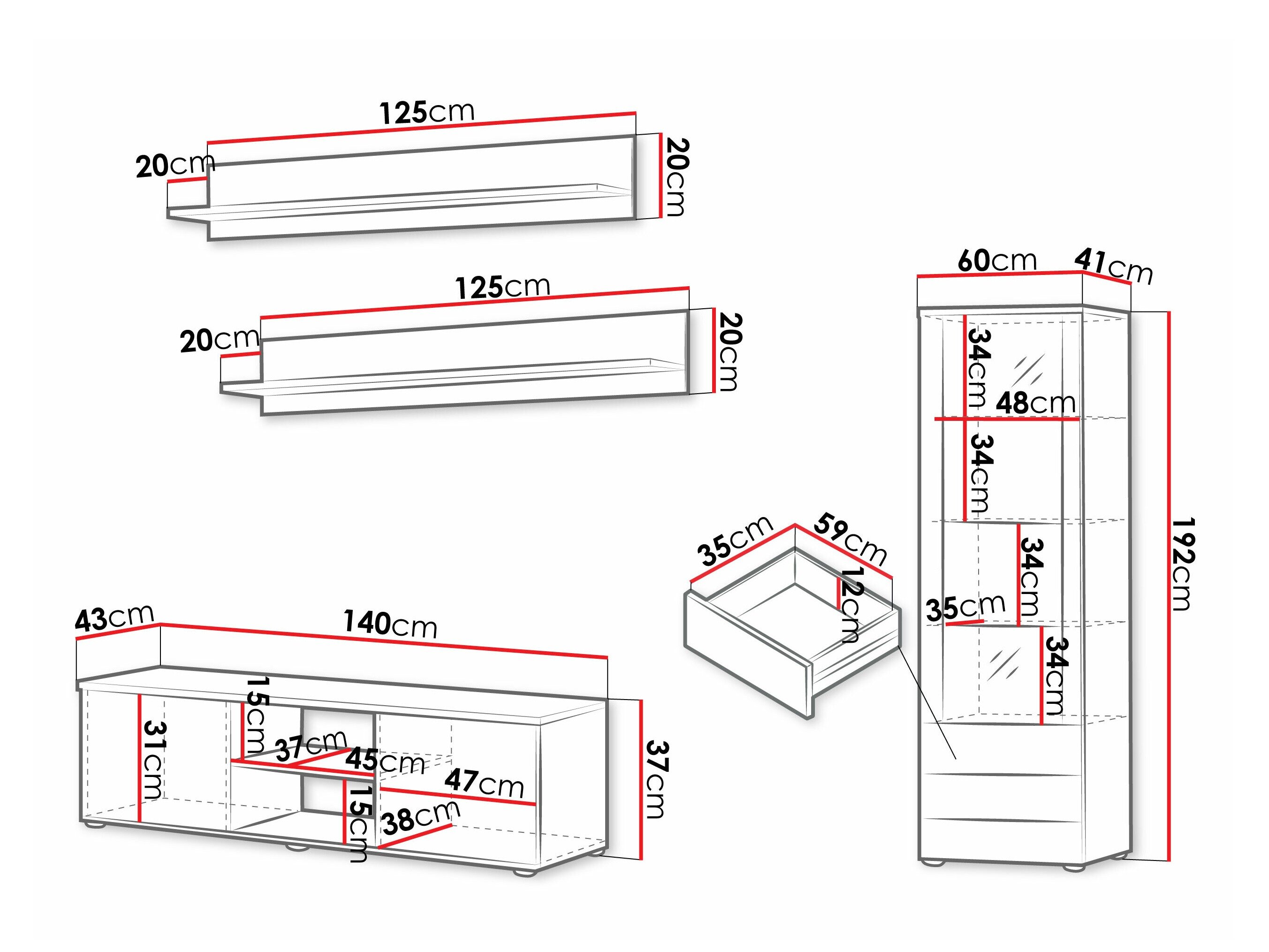 Stuemøbelsæt Tornola 110 (Sort + Blank sort)