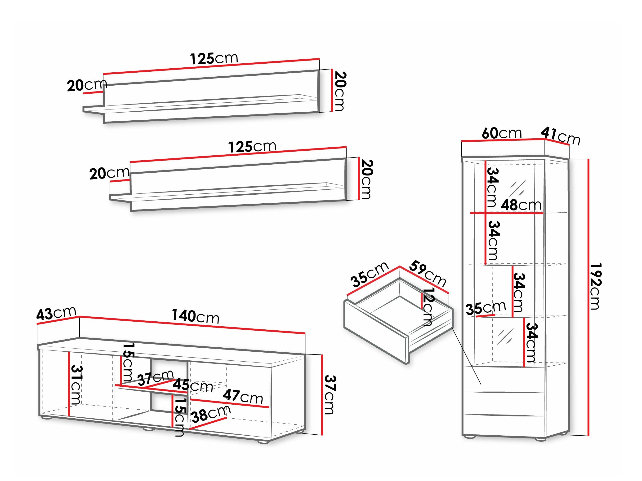 Stuemøbelsæt Tornola 110 (Sort + Blank sort)