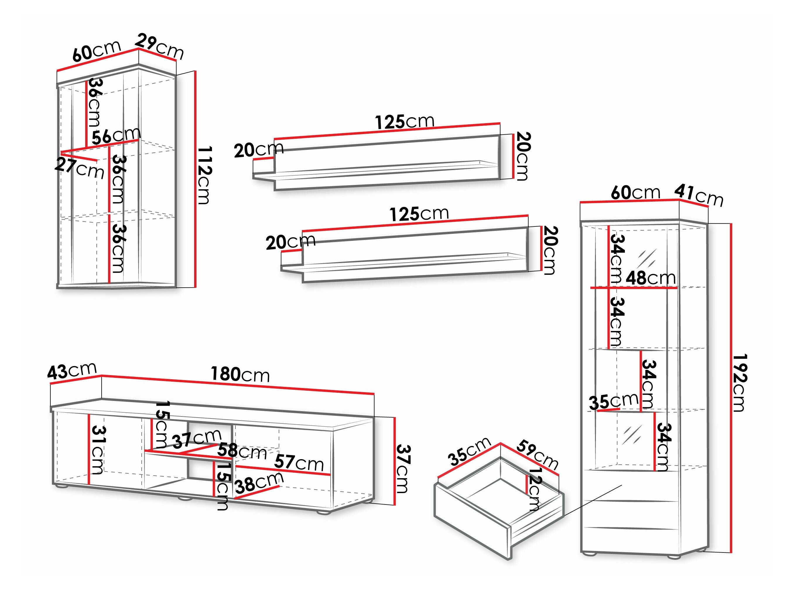 Stuemøbelsæt Tornola 114 (Hvid + Glansfuld hvid)