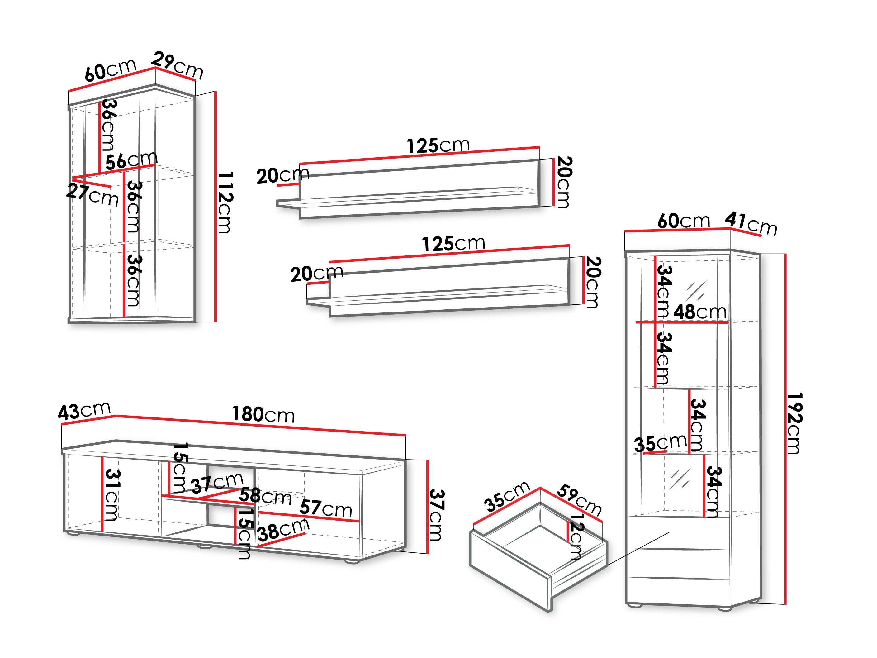 Stuemøbelsæt Tornola 114 (Kashmir + Sort)