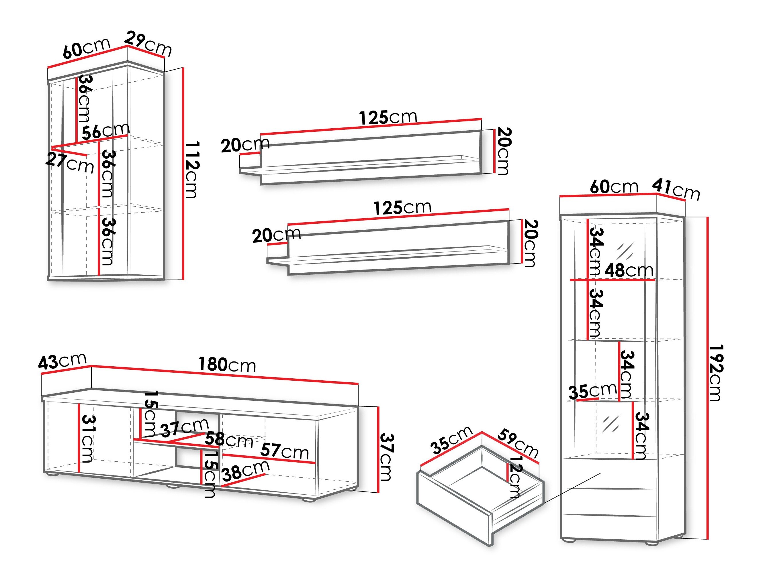 Stuemøbelsæt Tornola 114 (Kashmir + Sort)
