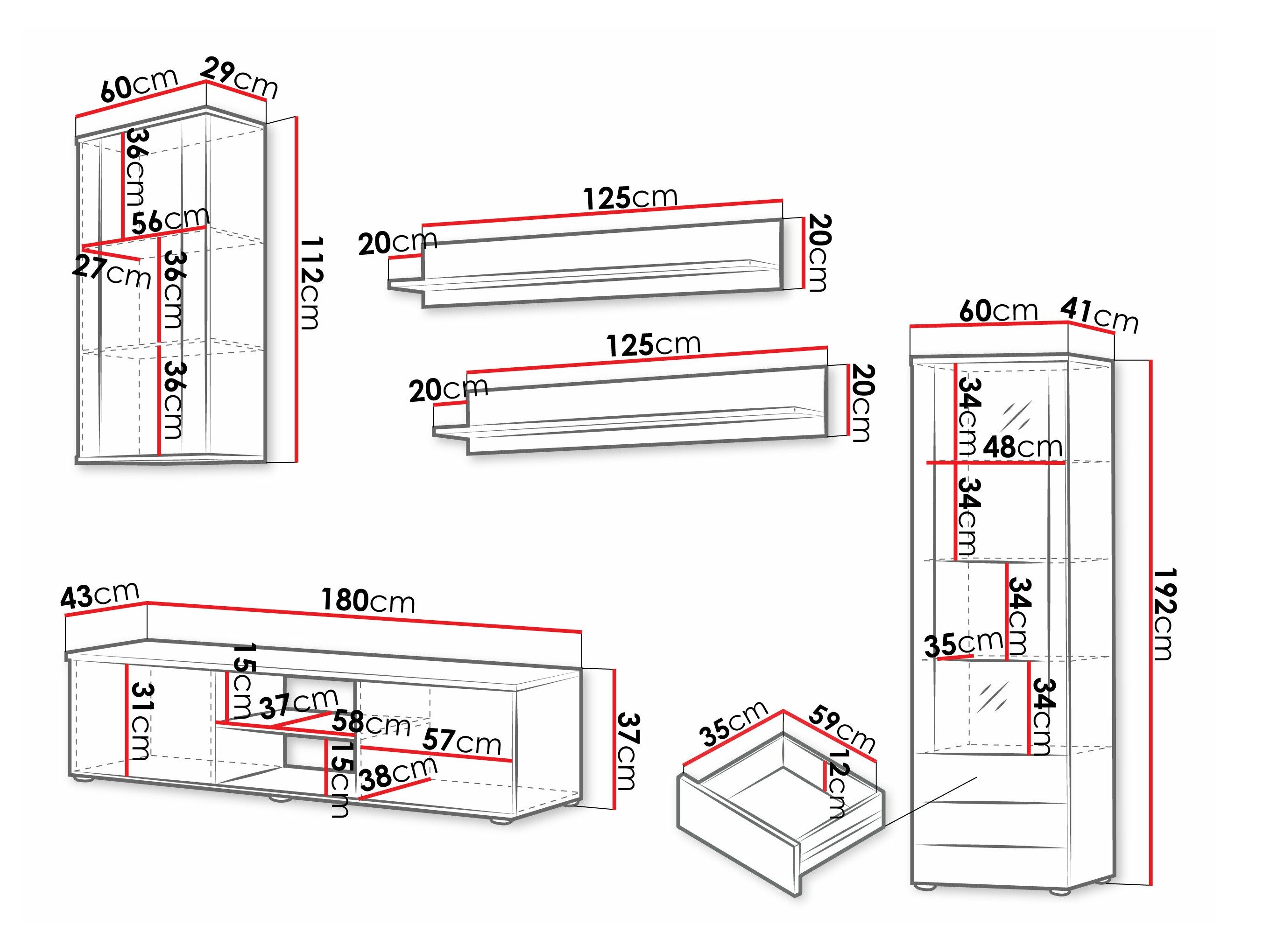 Stuemøbelsæt Tornola 114 (Sort + Blank sort)