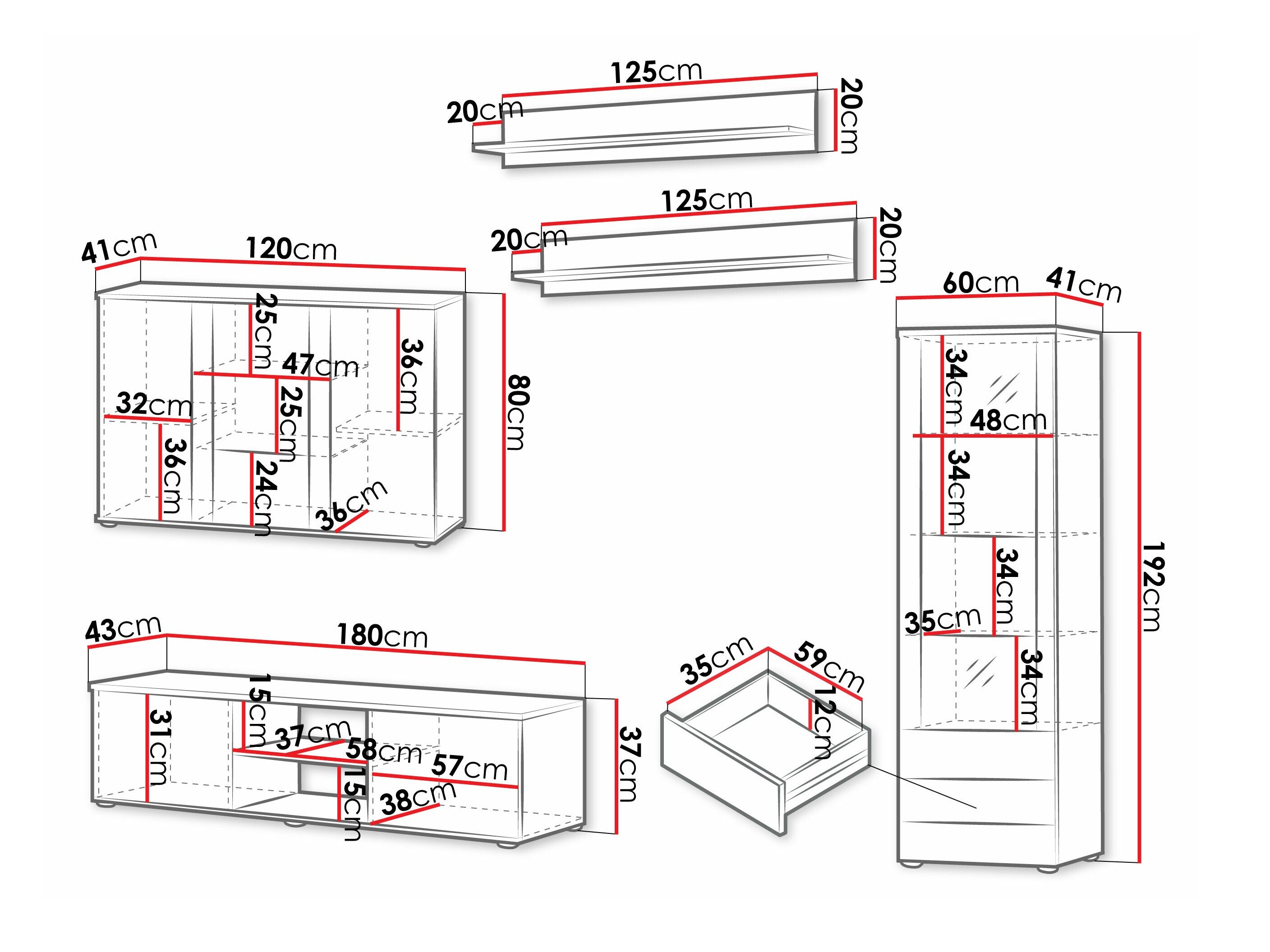 Stuemøbelsæt Tornola 116 (Sort + Blank sort)