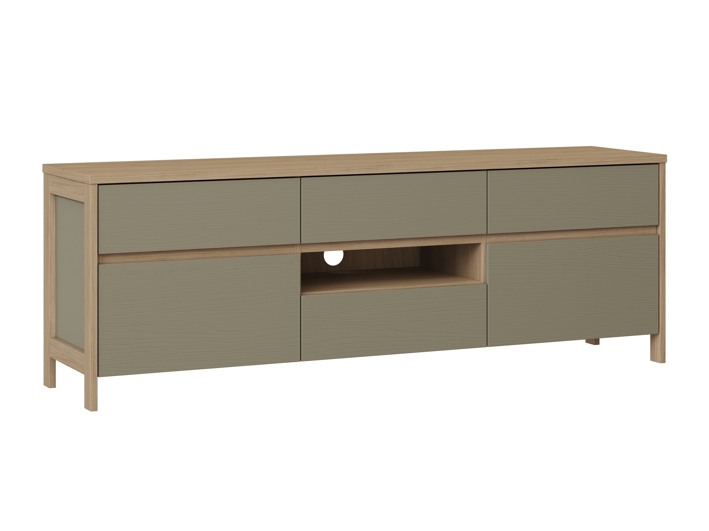 TV-bord Fermaru 102 (Støvet grøn + Egetræ)