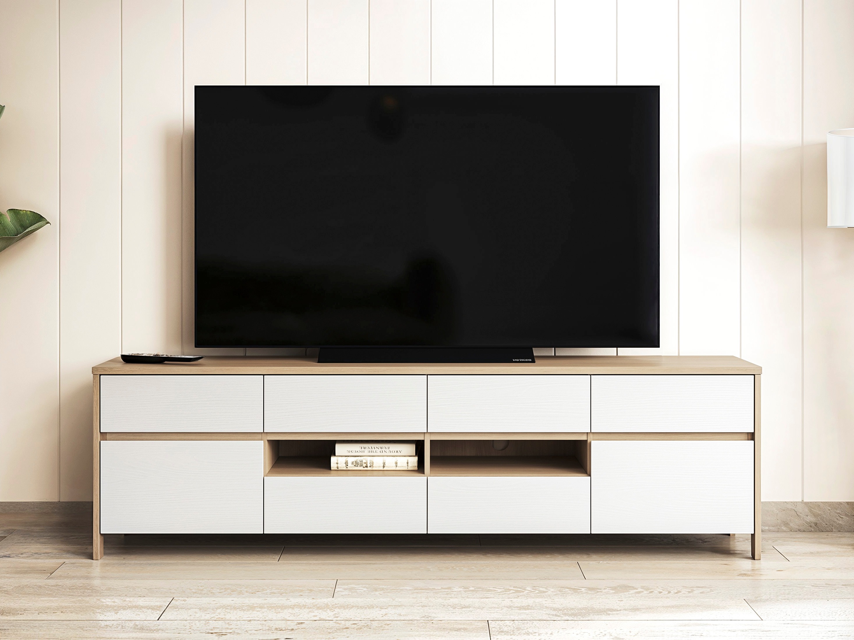 TV-bord Fermaru 103 (Hvid + Egetræ)