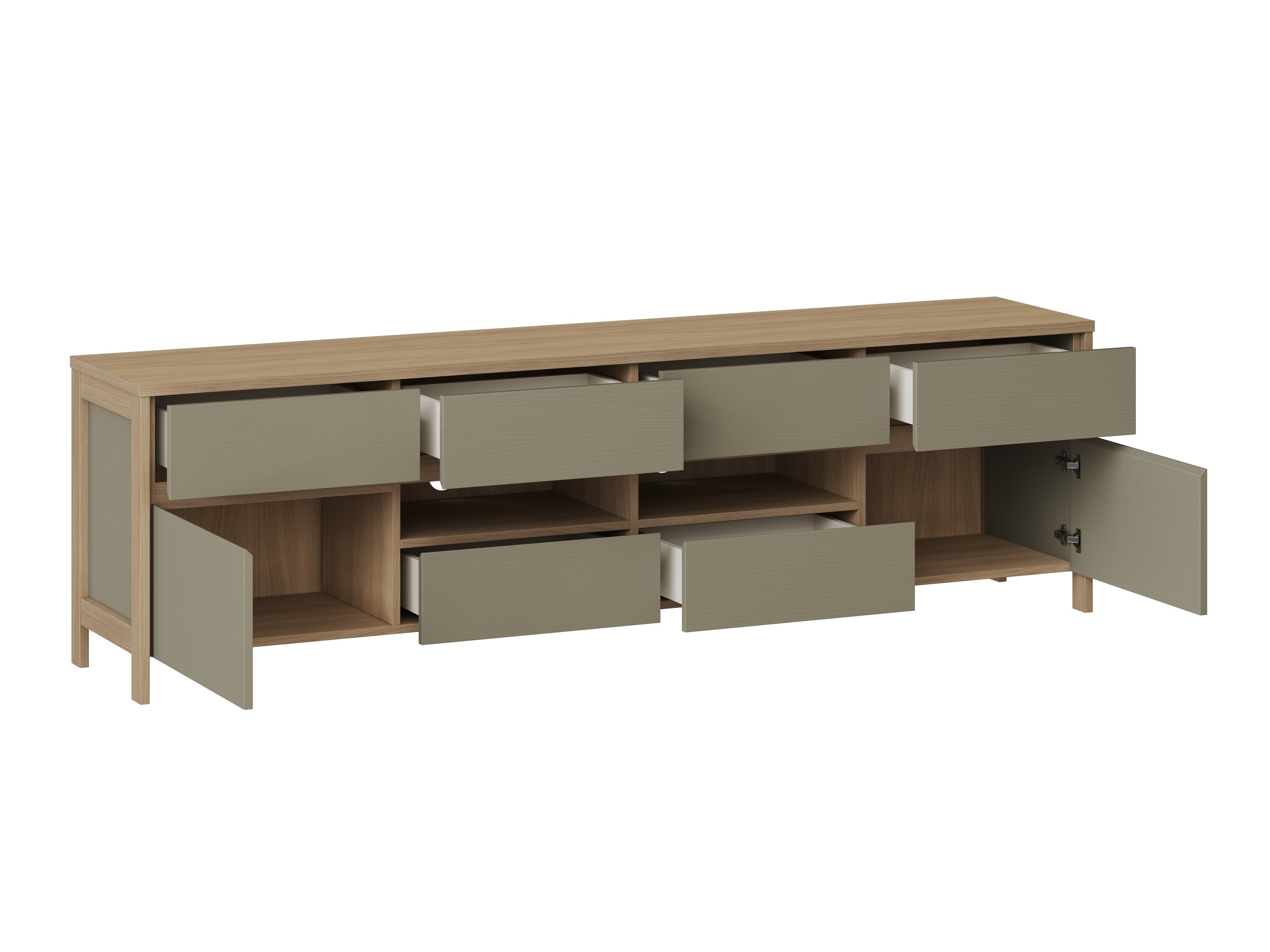 TV-bord Fermaru 103 (Støvet grøn + Egetræ)