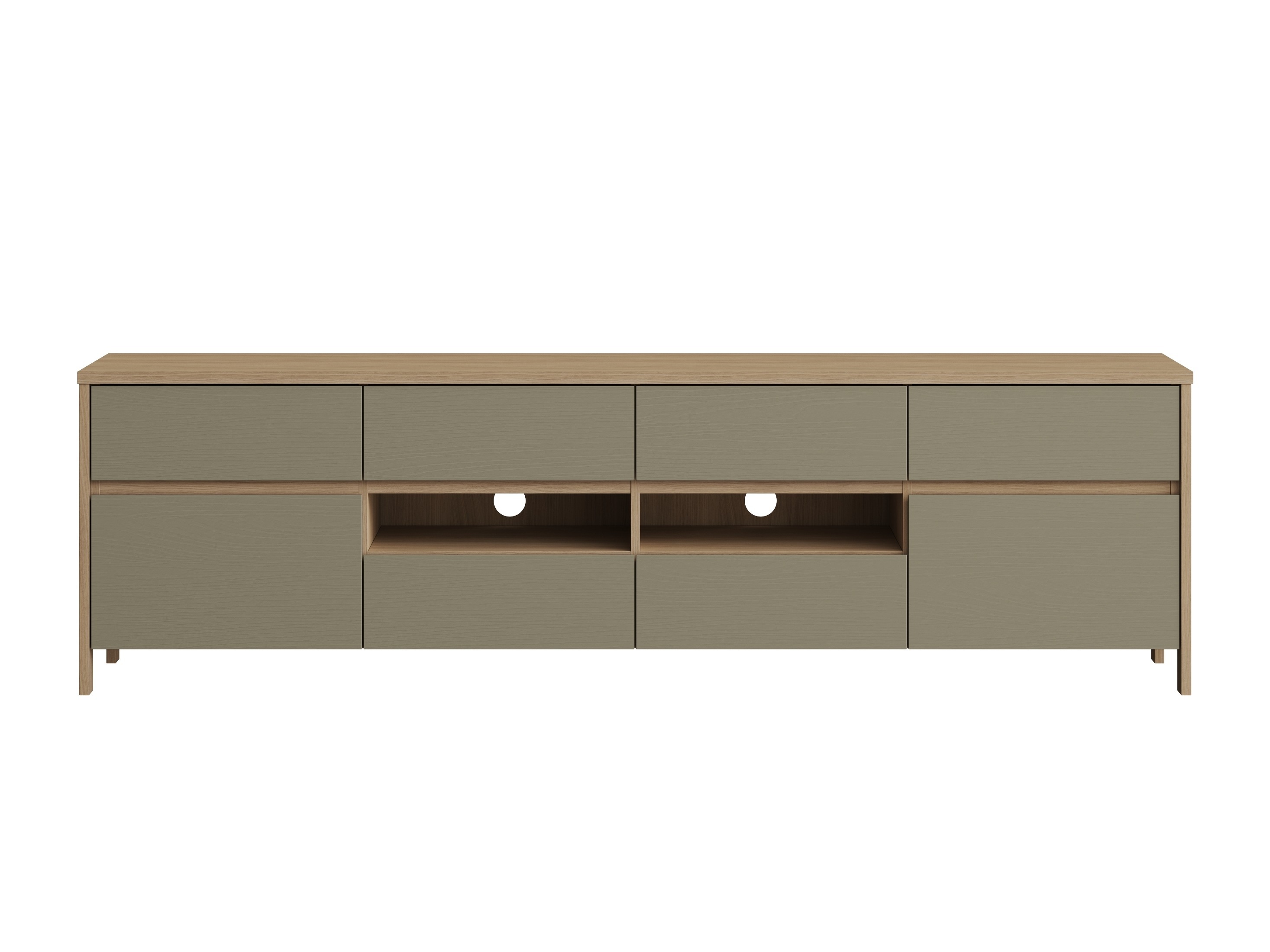 TV-bord Fermaru 103 (Støvet grøn + Egetræ)