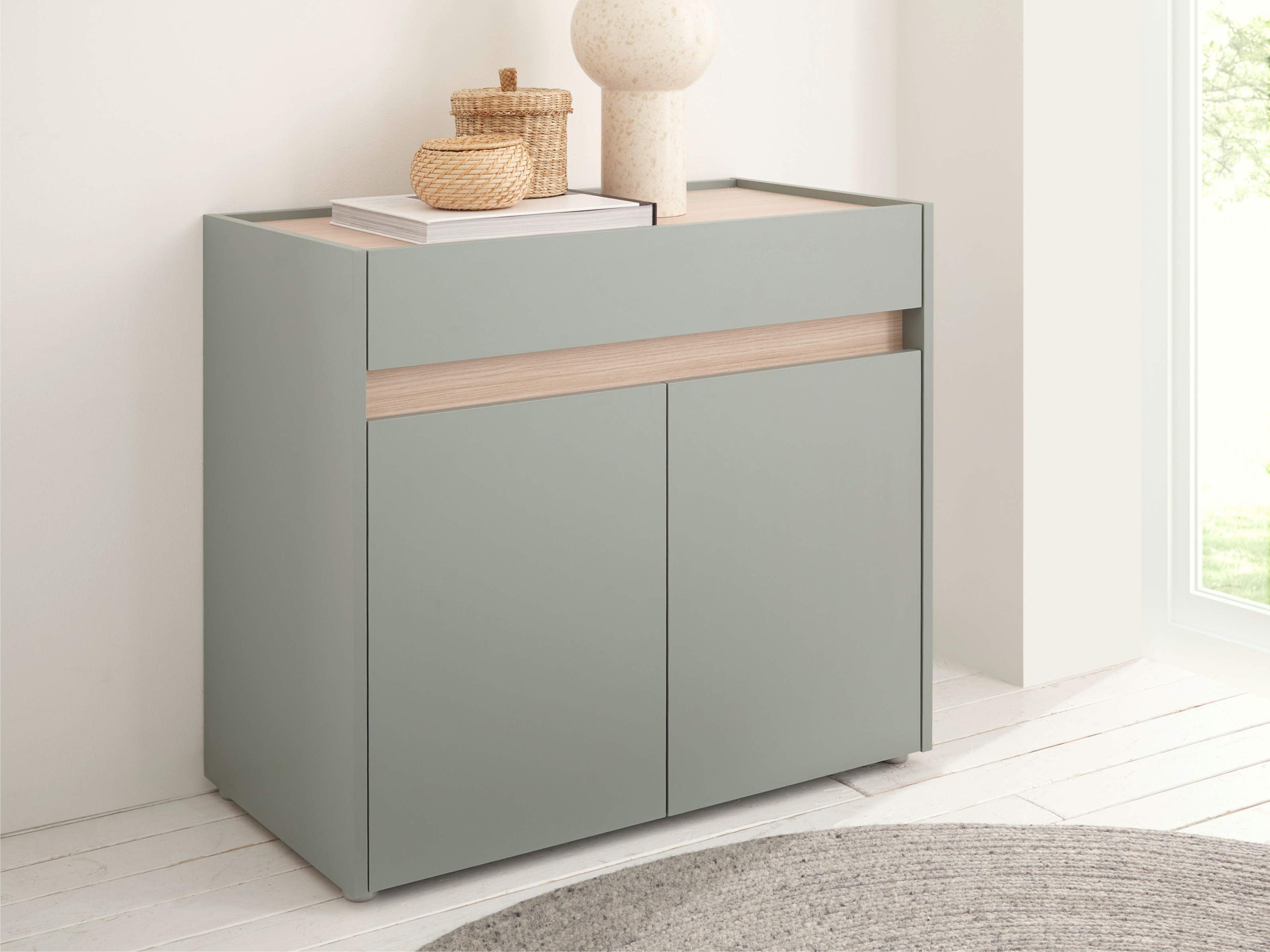 Kommode Elbsori 110 (Grøn + Egetræ)