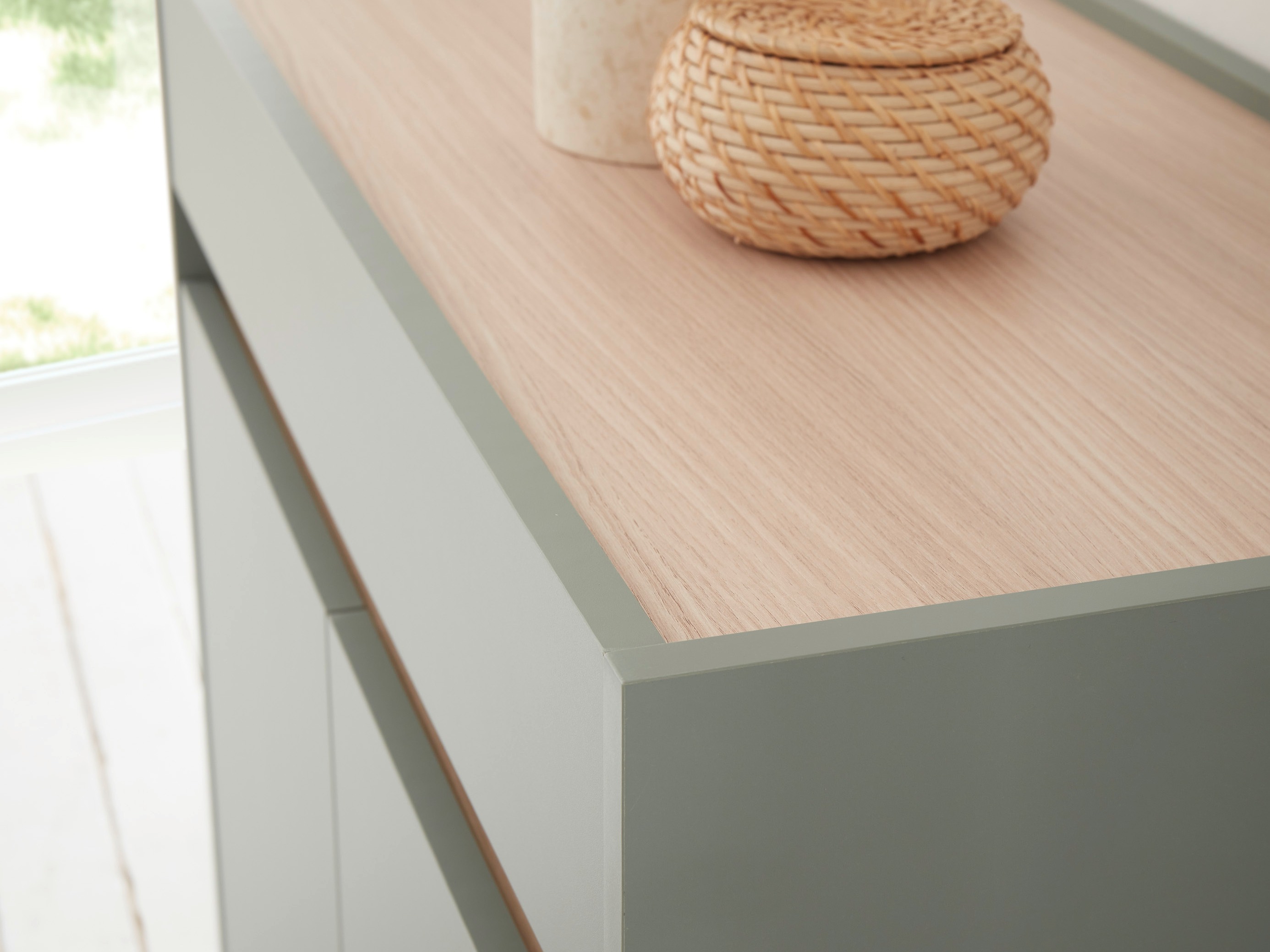 Kommode Elbsori 110 (Grøn + Egetræ)