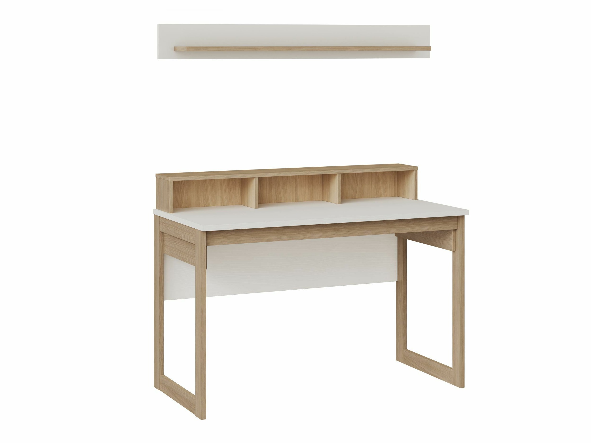 Skrivebord Fermaru 115 (Hvid + Egetræ)