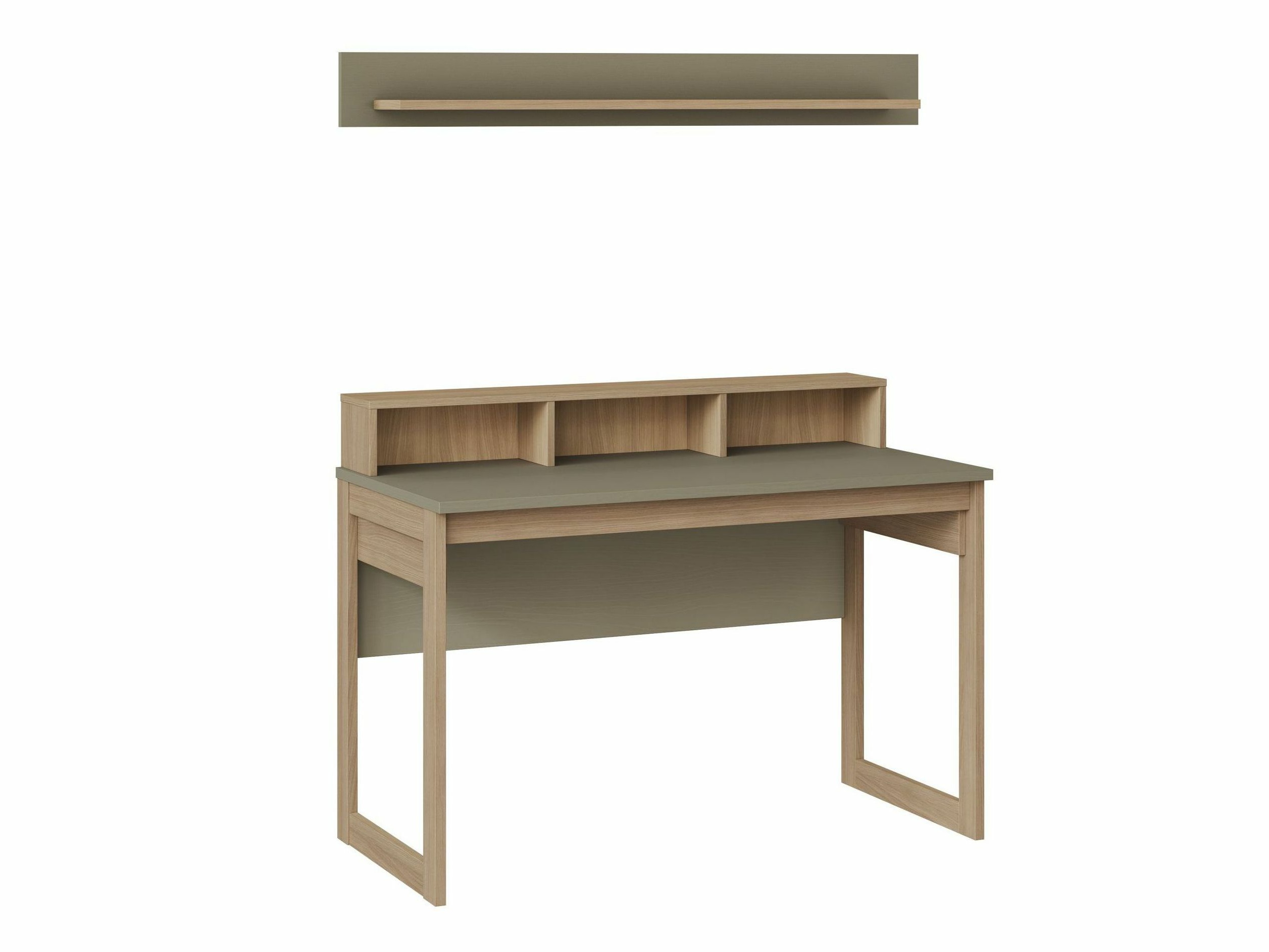Skrivebord Fermaru 115 (Støvet grøn + Egetræ)