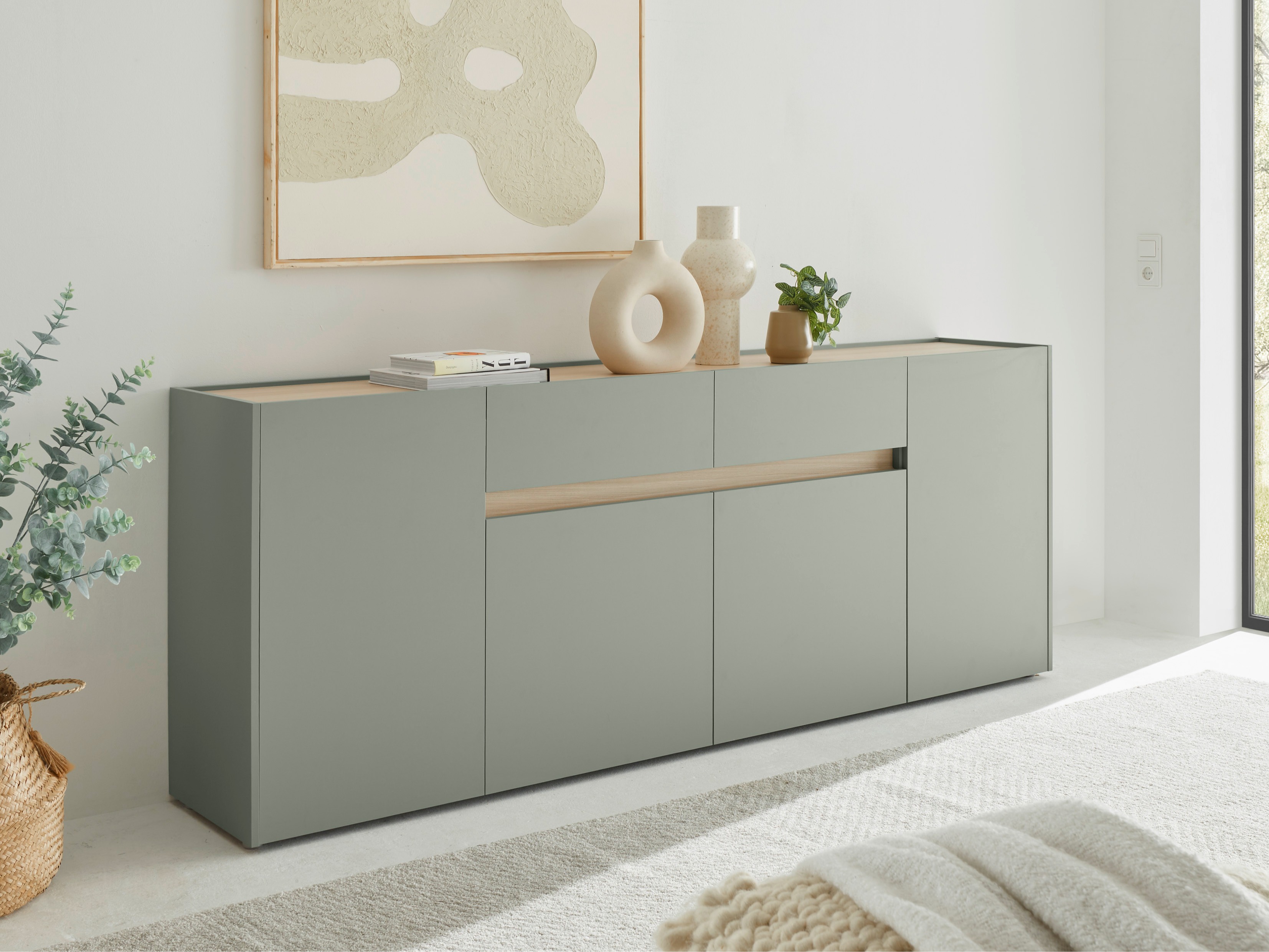 Kommode Elbsori 118 (Grøn + Egetræ)