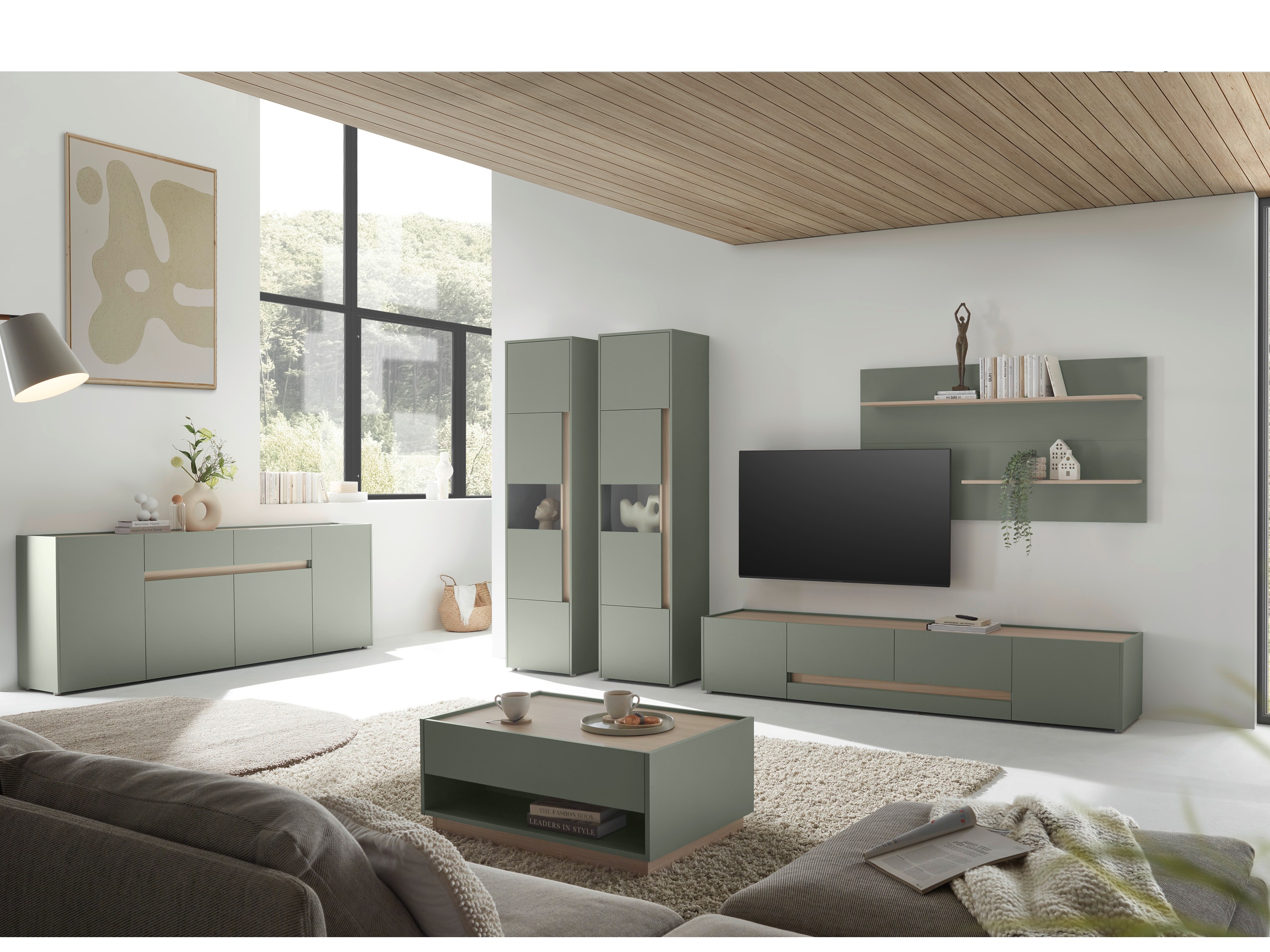 Kommode Elbsori 118 (Grøn + Egetræ)