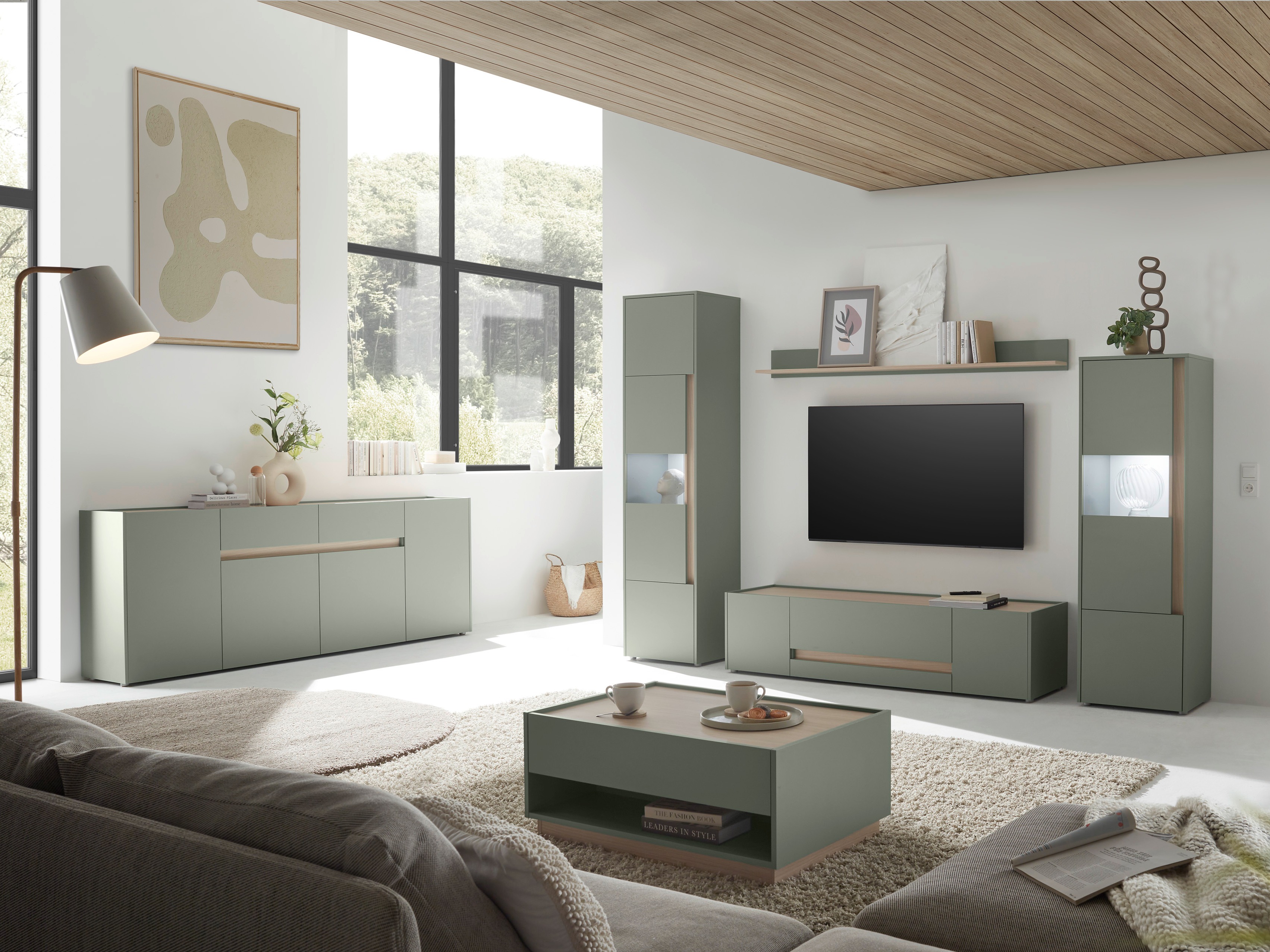 Kommode Elbsori 118 (Grøn + Egetræ)