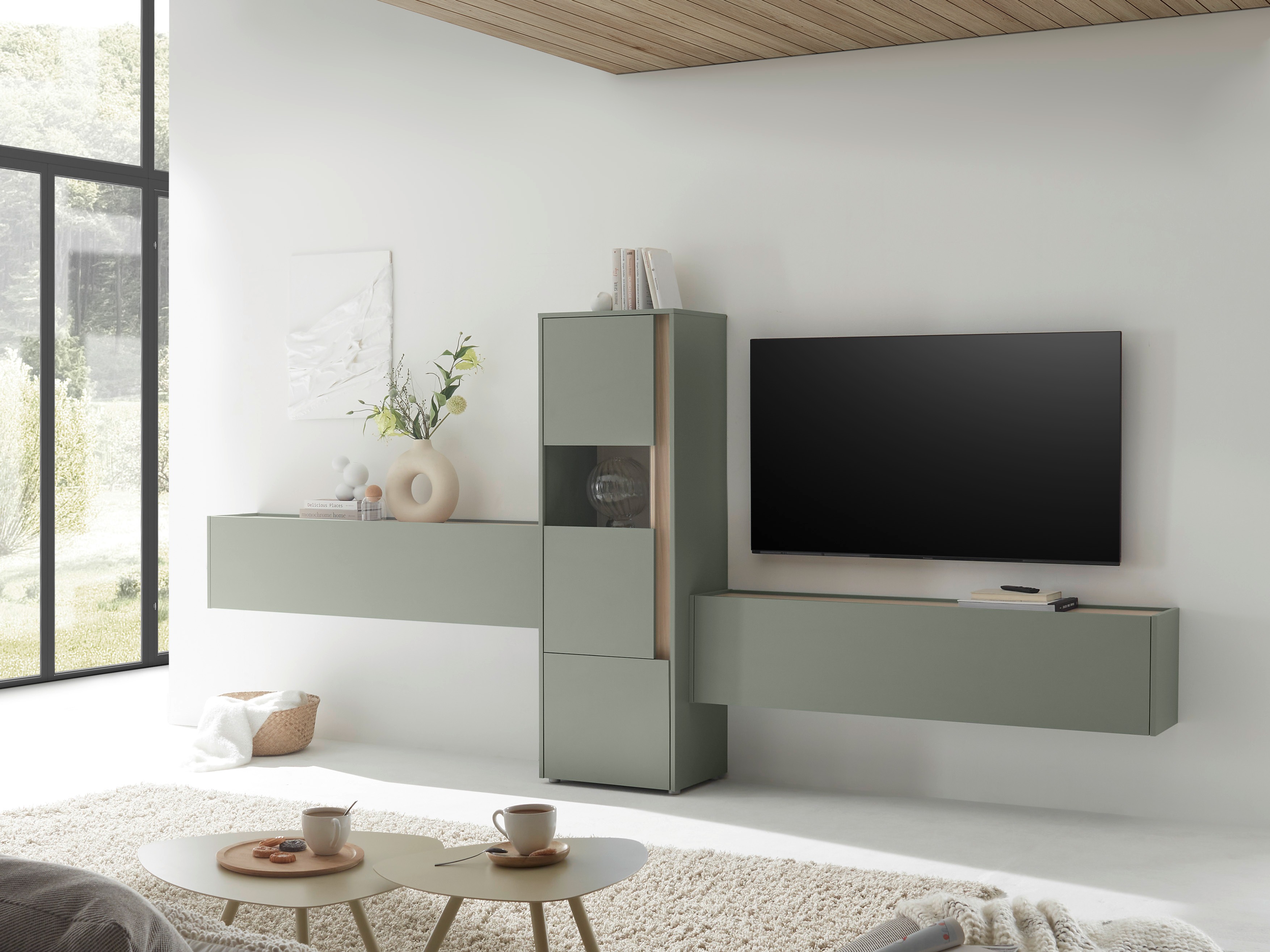 TV-bord Elbsori 108 (Grøn + Egetræ)