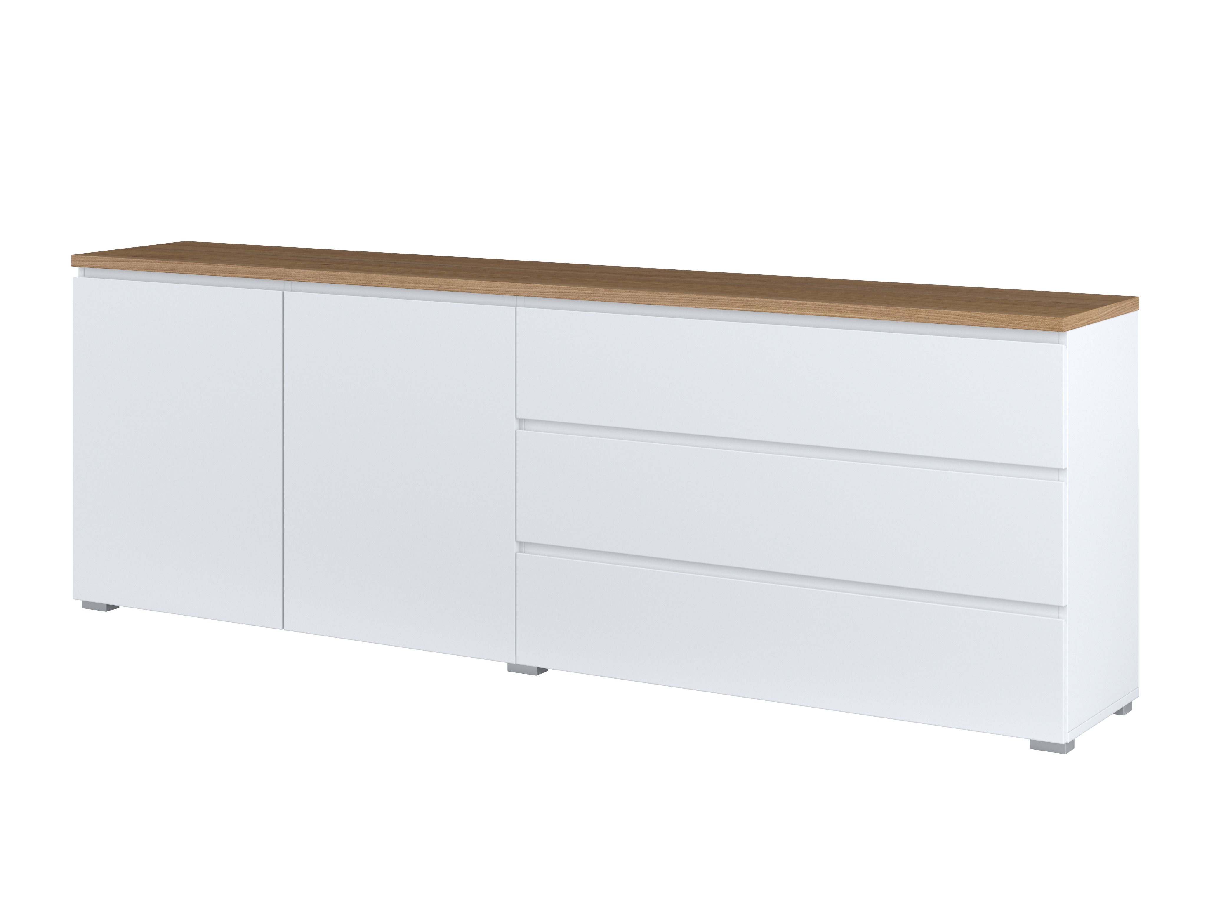 Kommode Baletu 107 (Hvid + Egetræ)