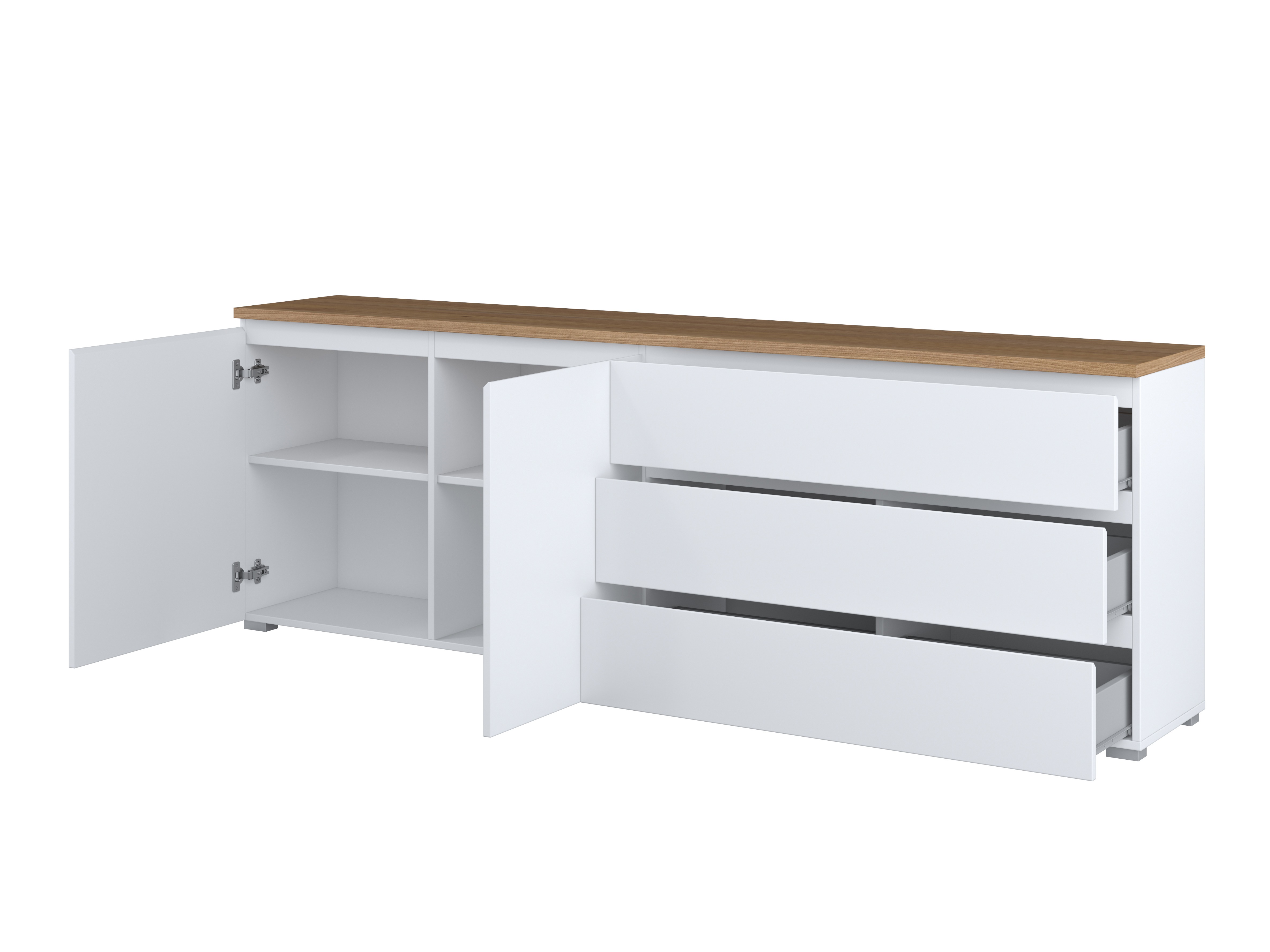 Kommode Baletu 107 (Hvid + Egetræ)
