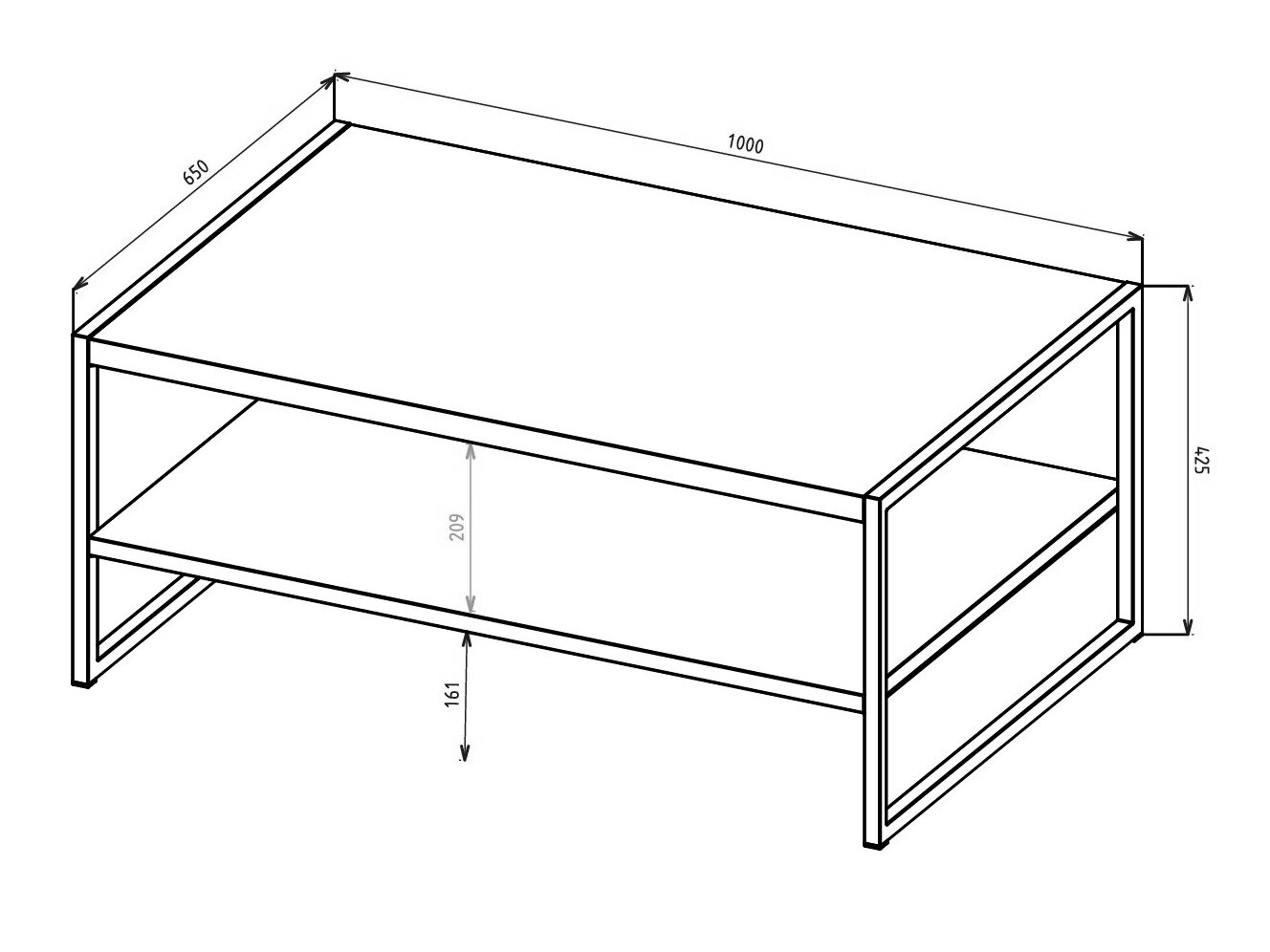 Sofabord Austin 381 (Wotan eg + Sort)