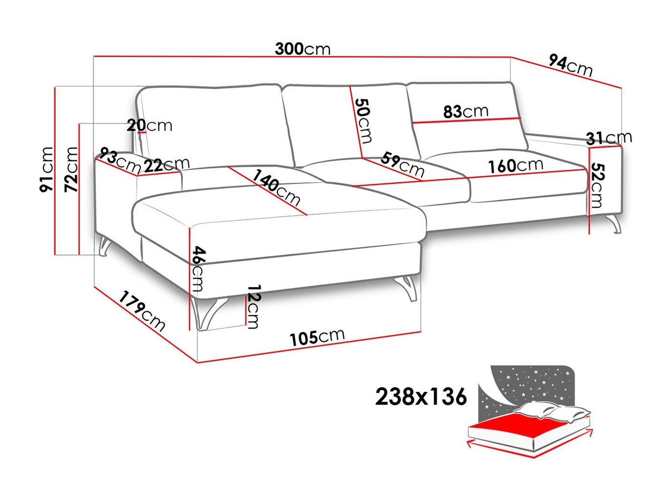 Hjørnesofa ComfiDream 111 (Verita 11)