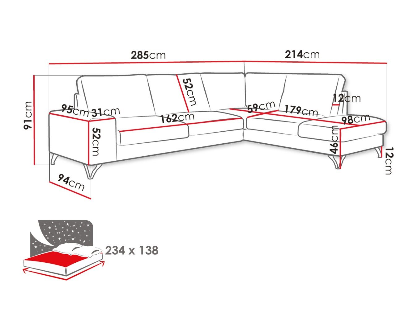 Hjørnesofa ComfiDream 112 (Verita 28)