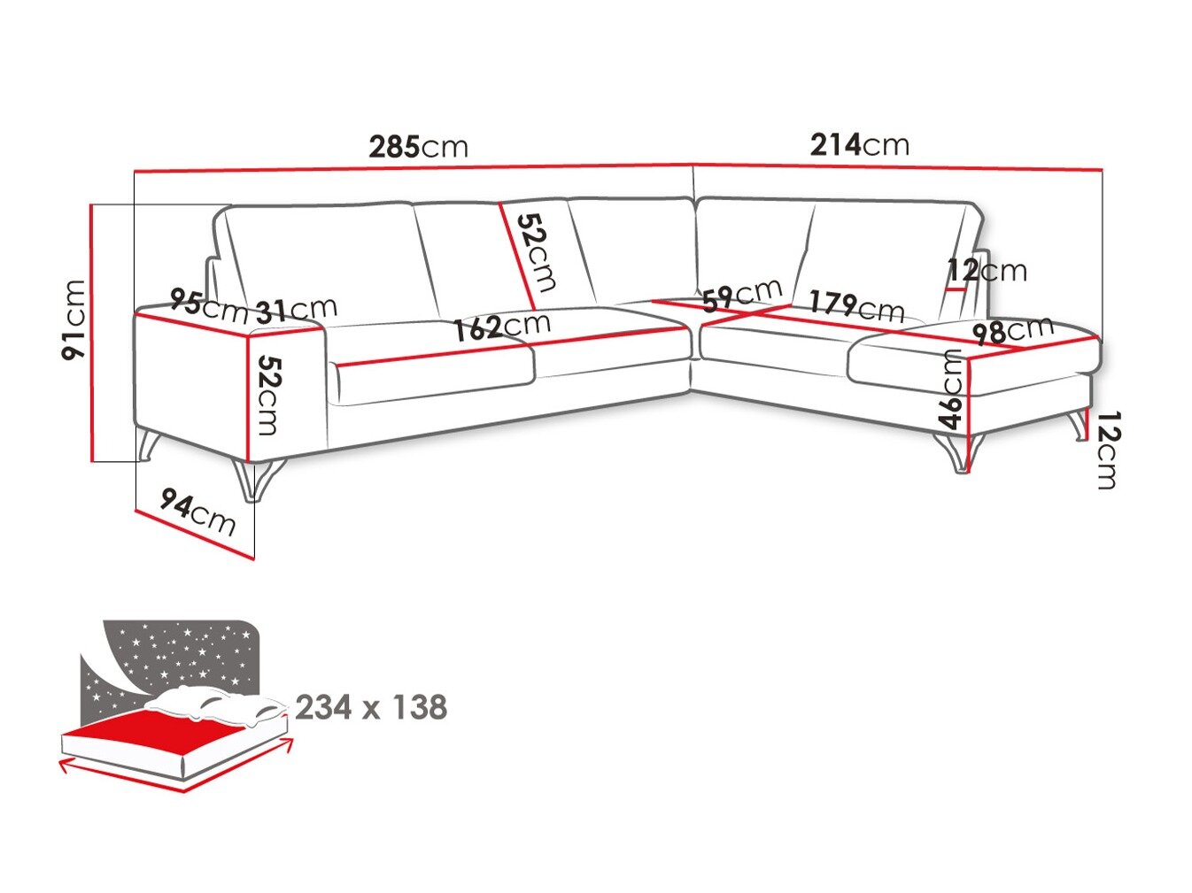 Hjørnesofa ComfiDream 112 (Verita 88)