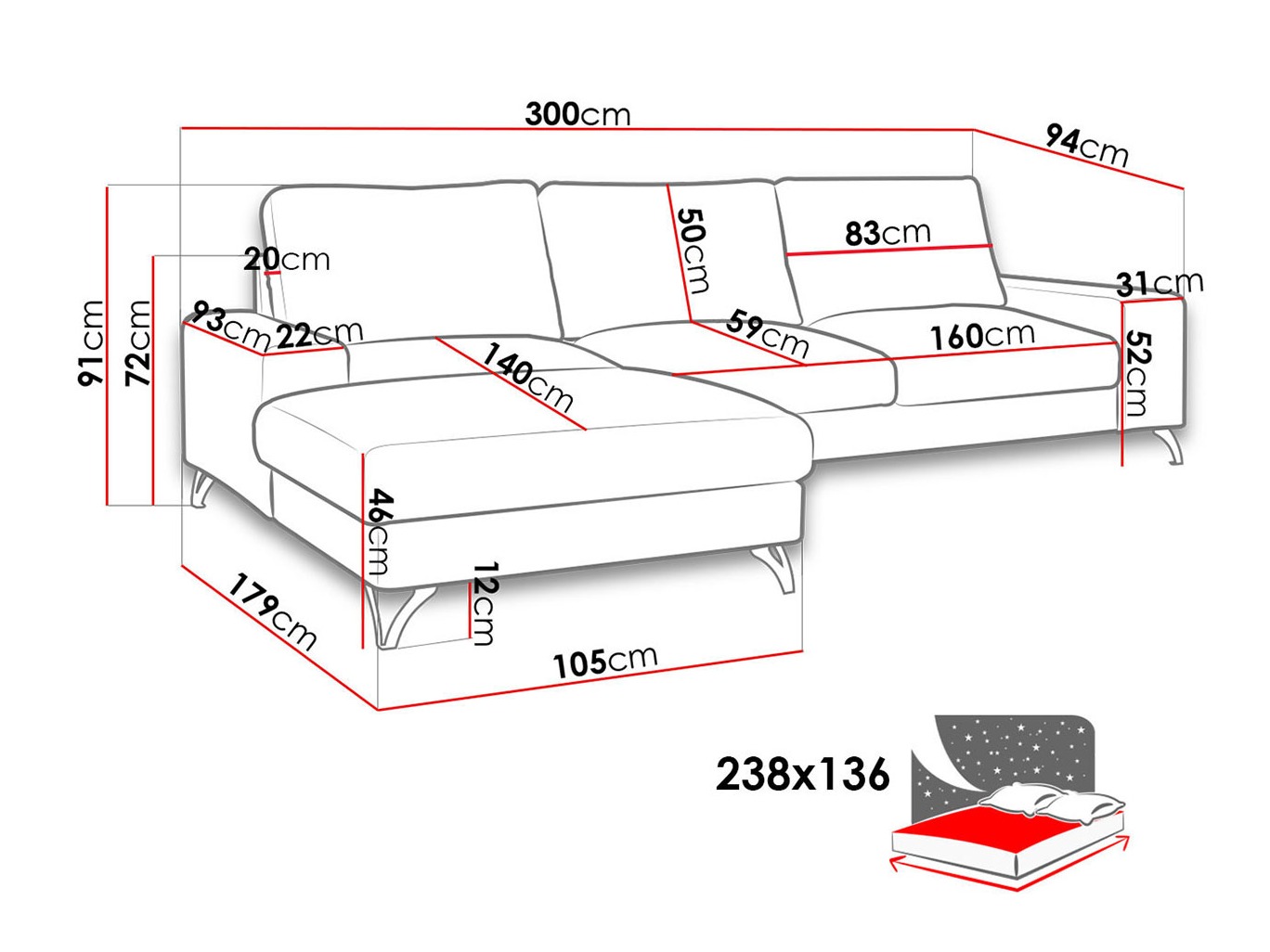 Hjørnesofa ComfiDream Lyrana I (Verita 03)