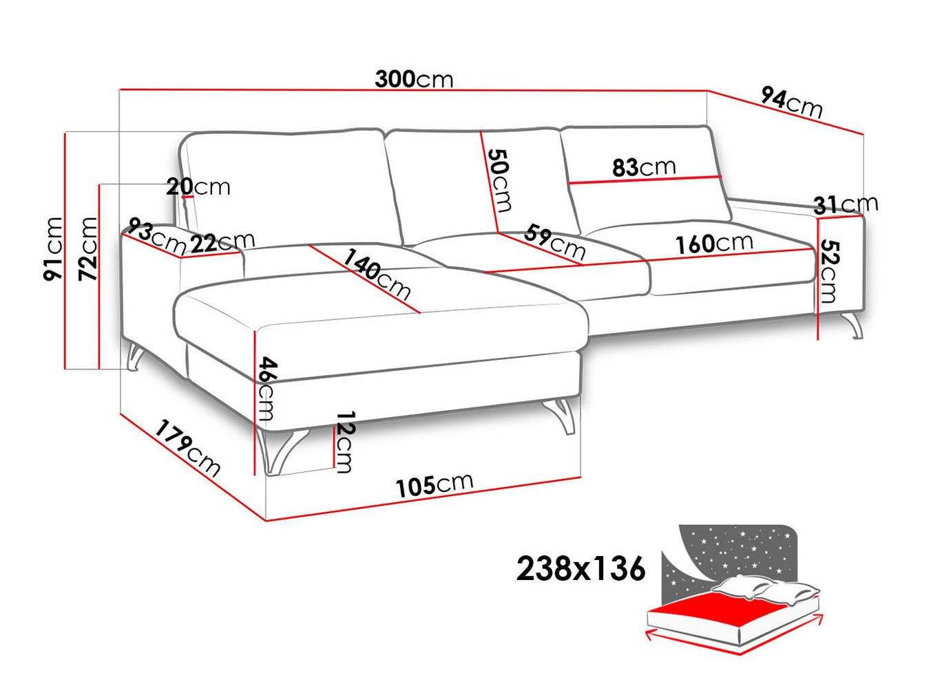 Hjørnesofa ComfiDream Lyrana I (Verita 53)