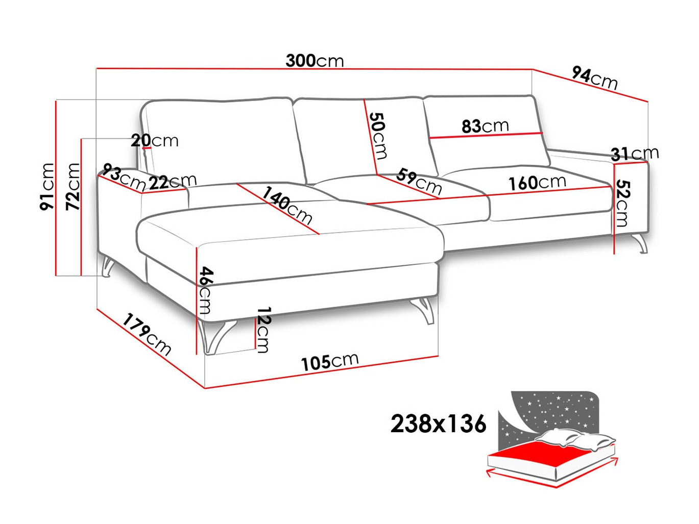 Hjørnesofa ComfiDream Lyrana I (Verita 88)