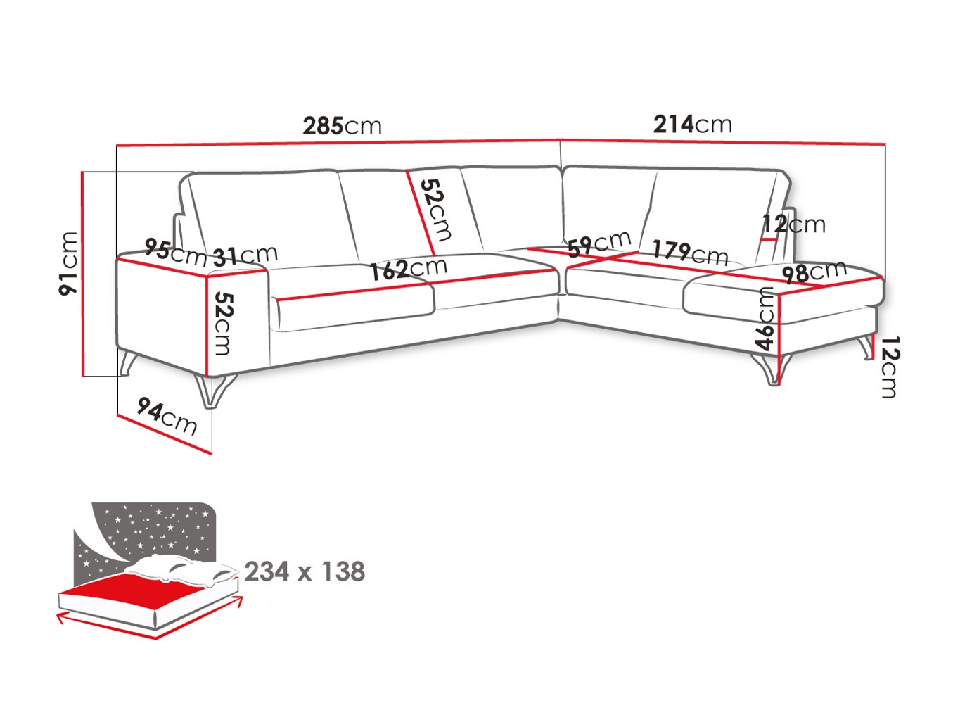 Hjørnesofa ComfiDream Lyrana II (Verita 03)