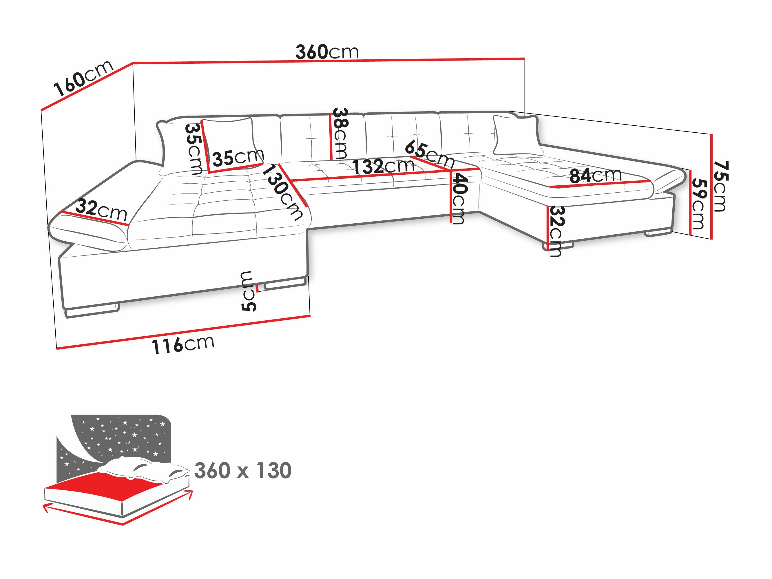 Hjørnesofa Comfivo Ficus II (Miu 2058 + Miu 2059)