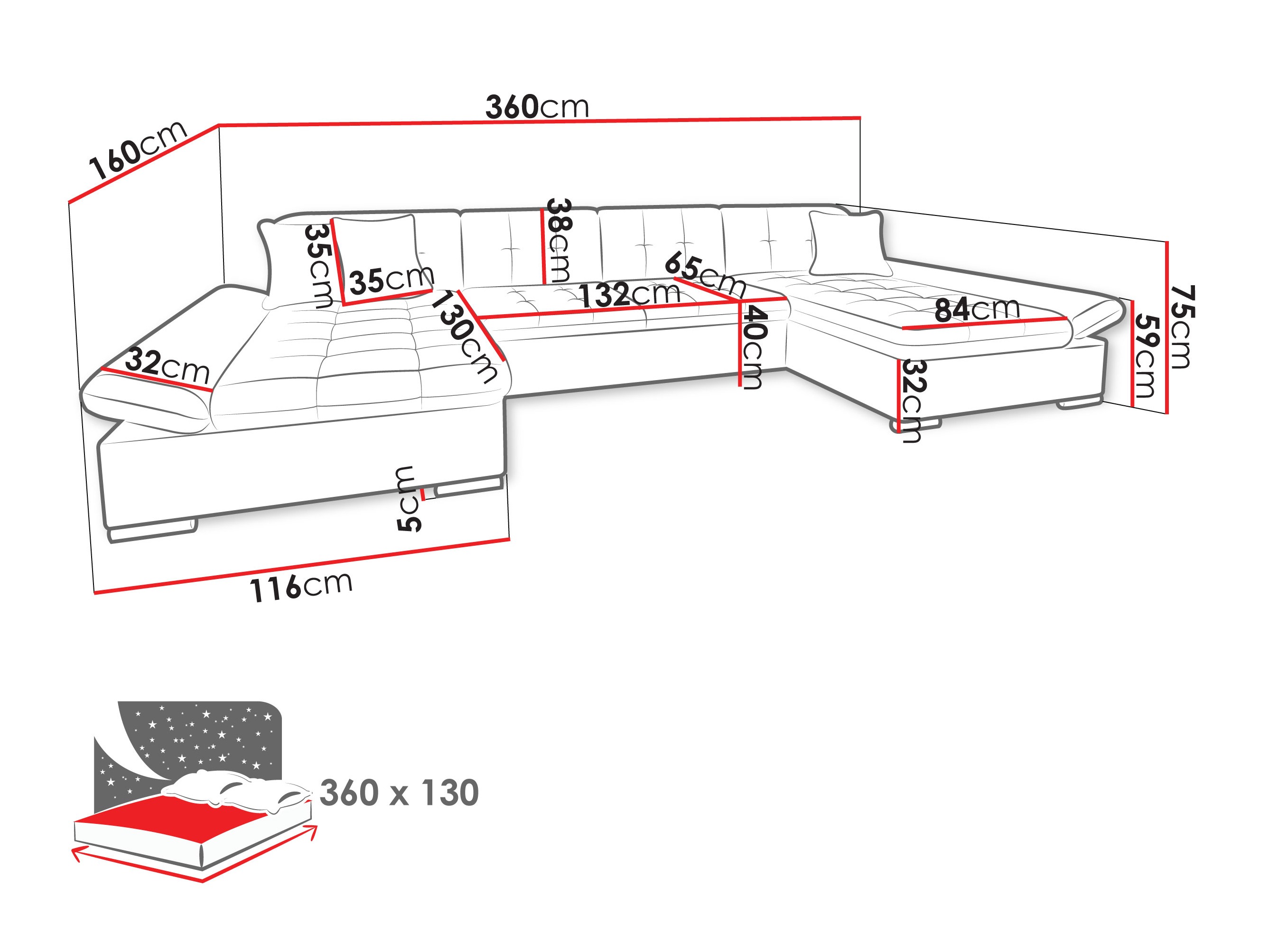 Hjørnesofa Comfivo Ficus II (Piano 17)