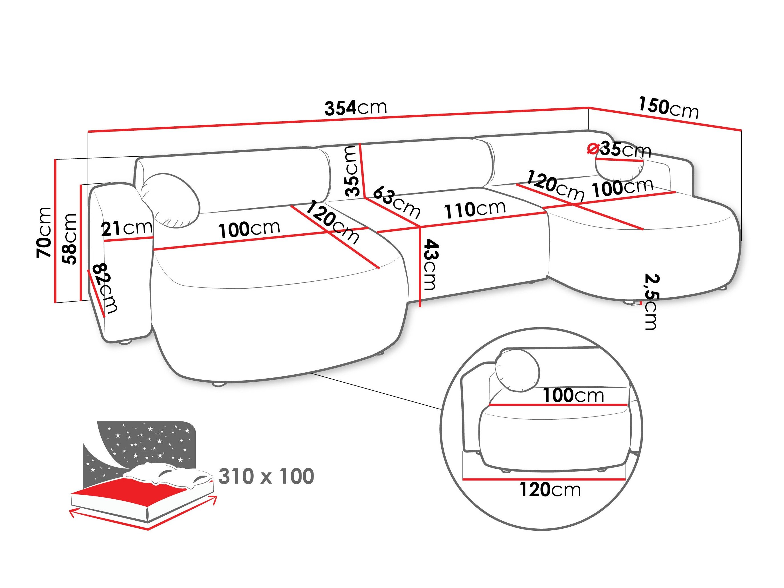 Hjørnesofa Comfivo 480 (Velo 623)