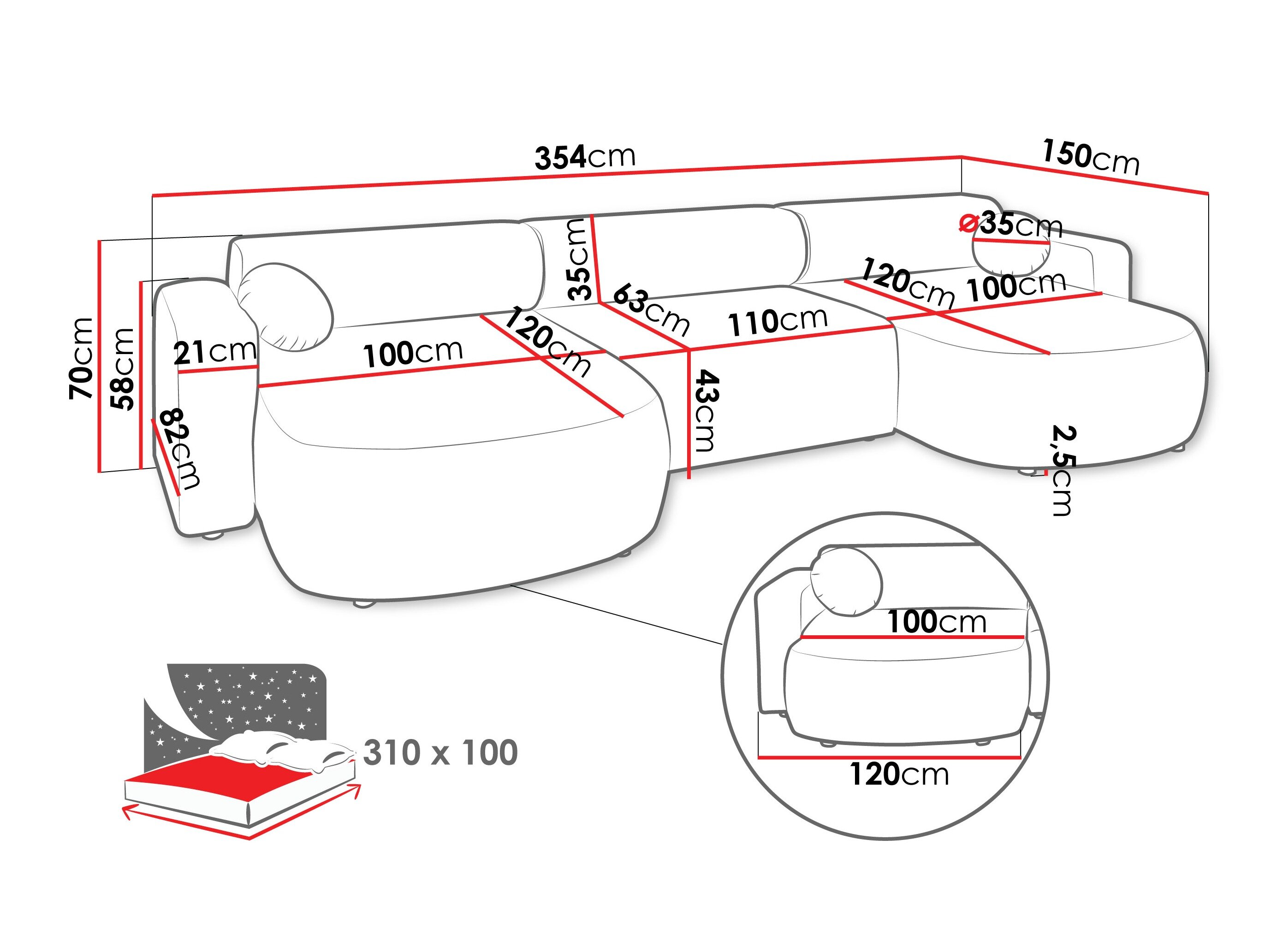 Hjørnesofa Comfivo 480 (Velo 633)