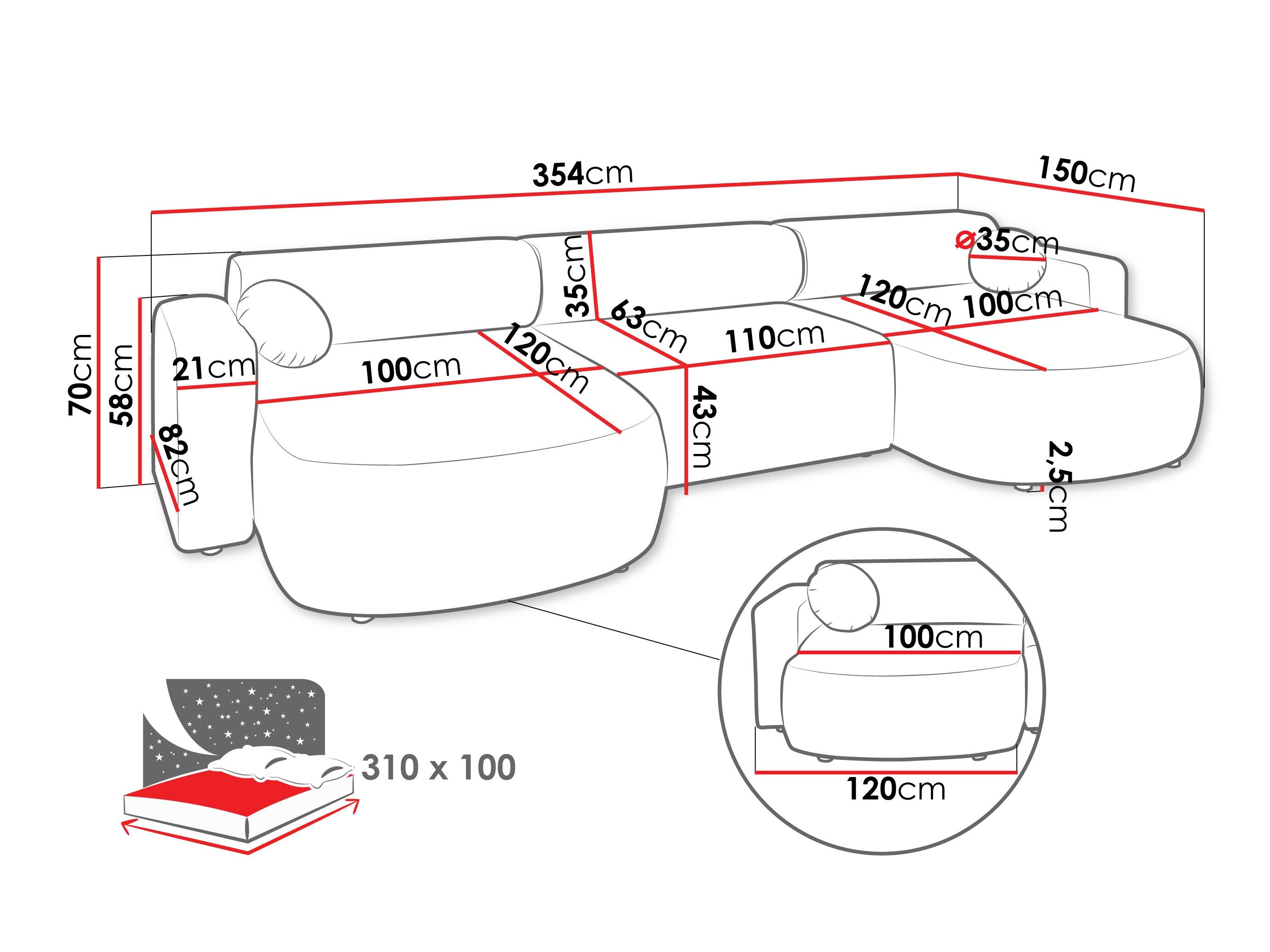 Hjørnesofa Comfivo 480 (Velo 635)