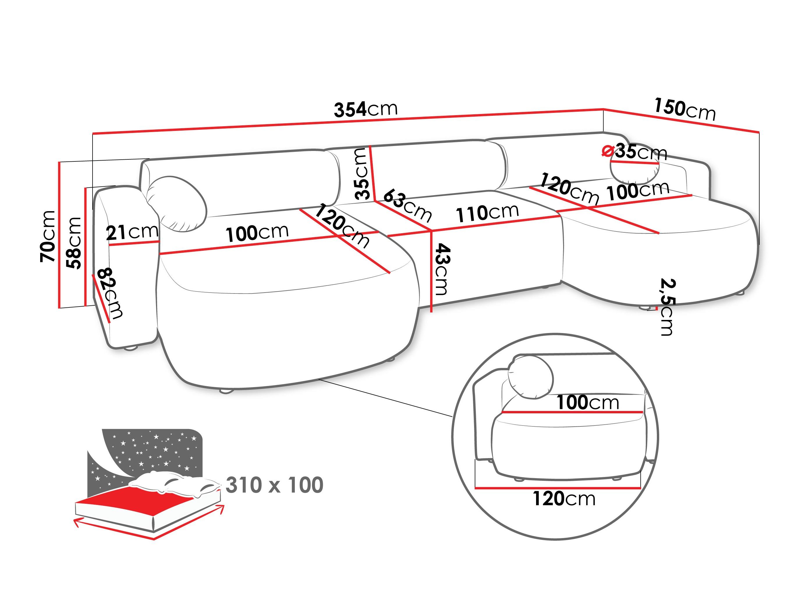 Hjørnesofa Comfivo Corus I (Velo 621)