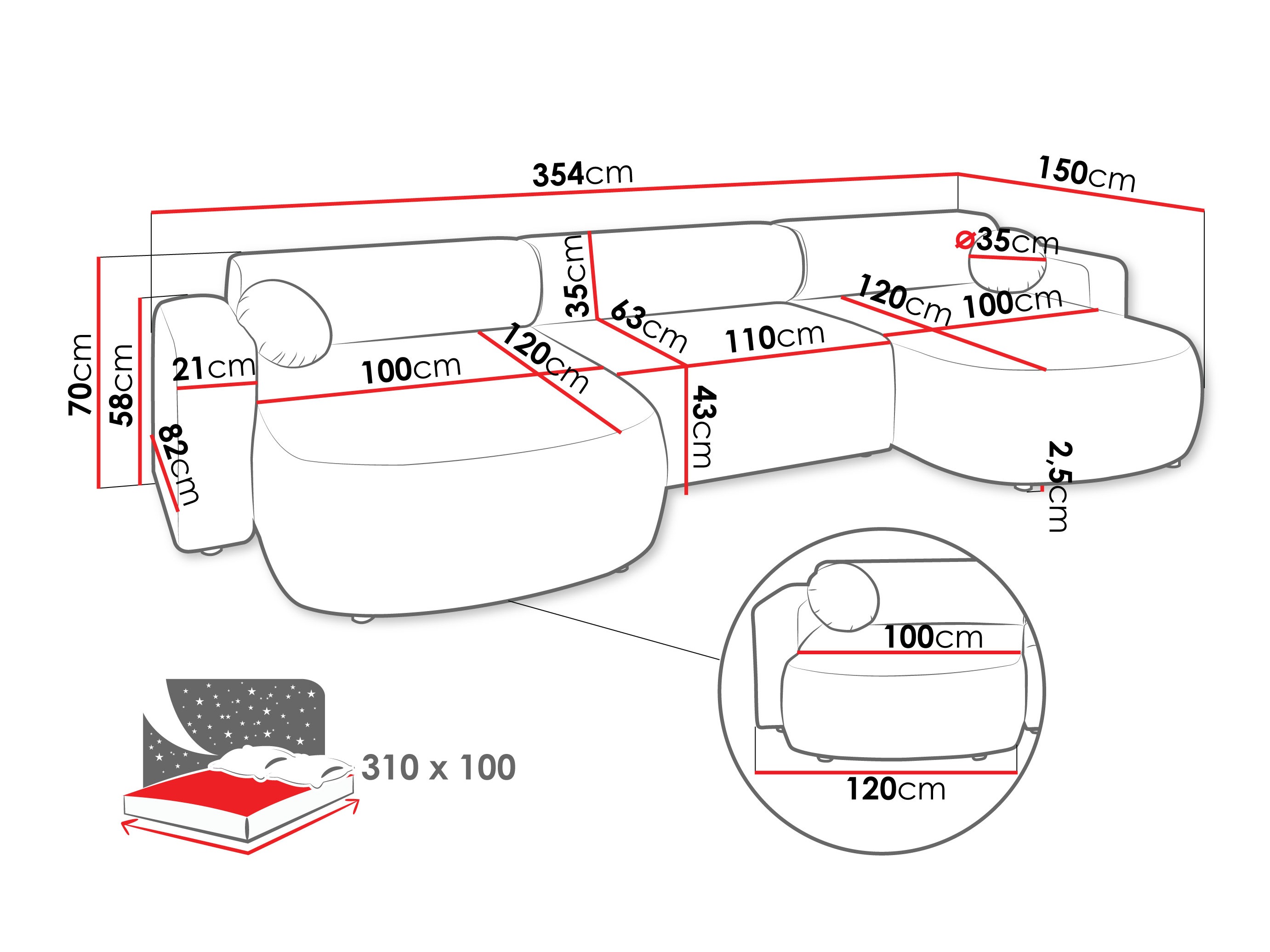 Hjørnesofa Comfivo Corus I (Velo 635)