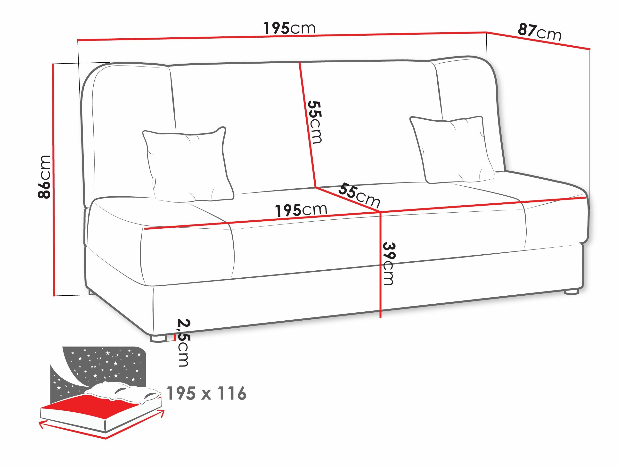 Sovesofa Comfivo 183 (Miu 2056 + Miu 2058)