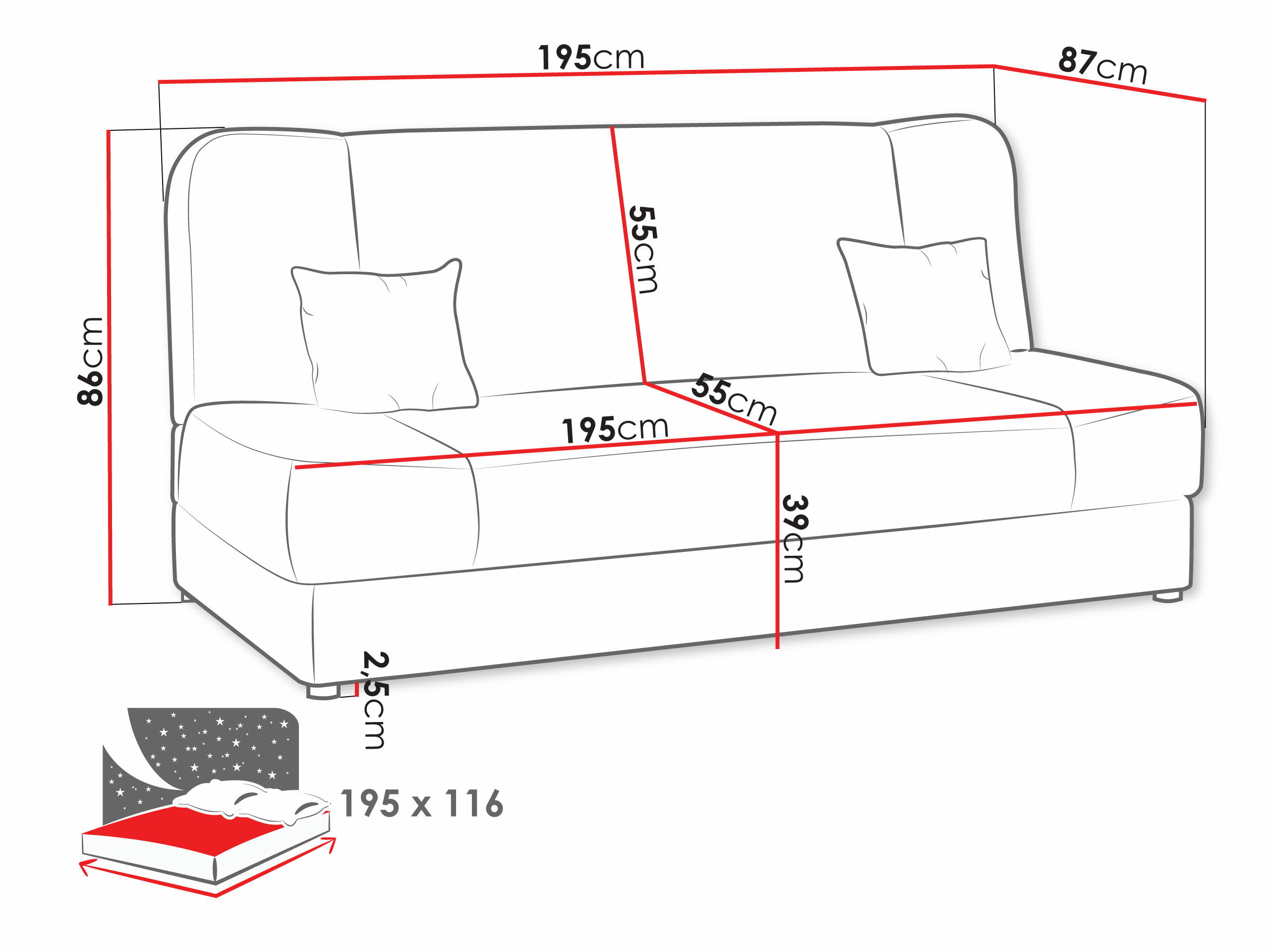 Sovesofa Comfivo Cera II (Baloo 2074)
