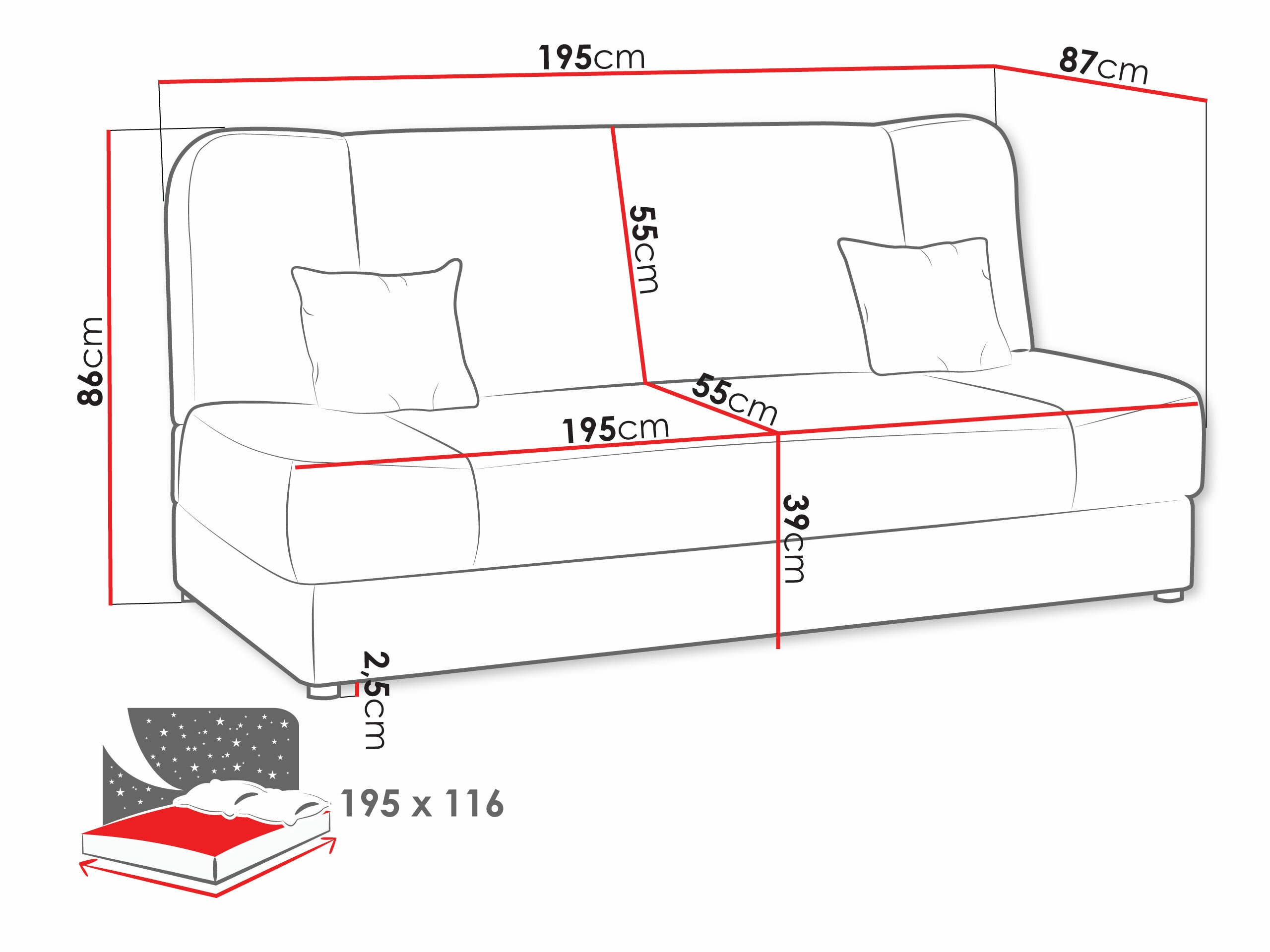 Sovesofa Comfivo Cera II (Miu 2056 + Miu 2058)