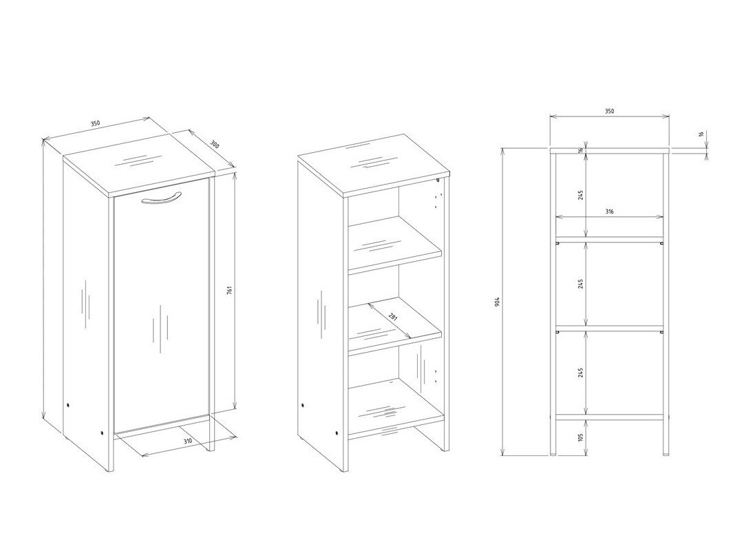 Stående badeværelsesskab Servou 100