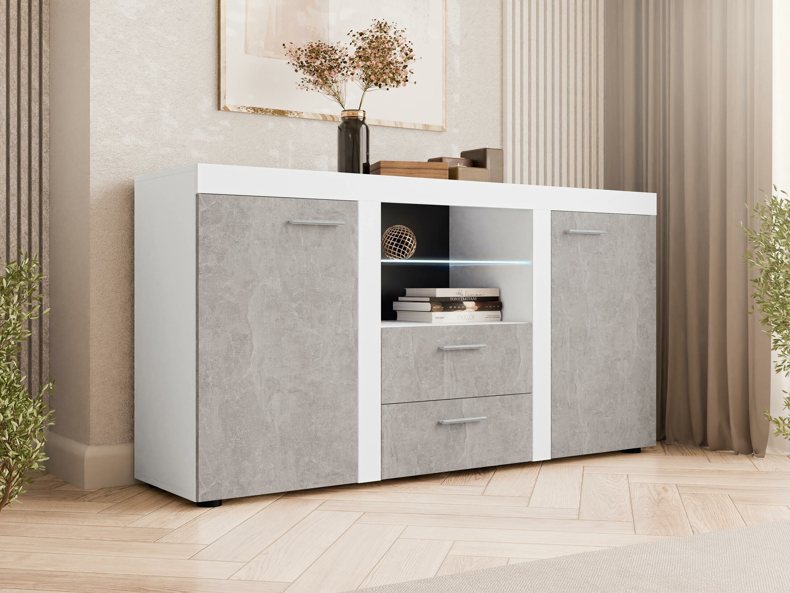 Kommode Univio (Hvid + Beton)