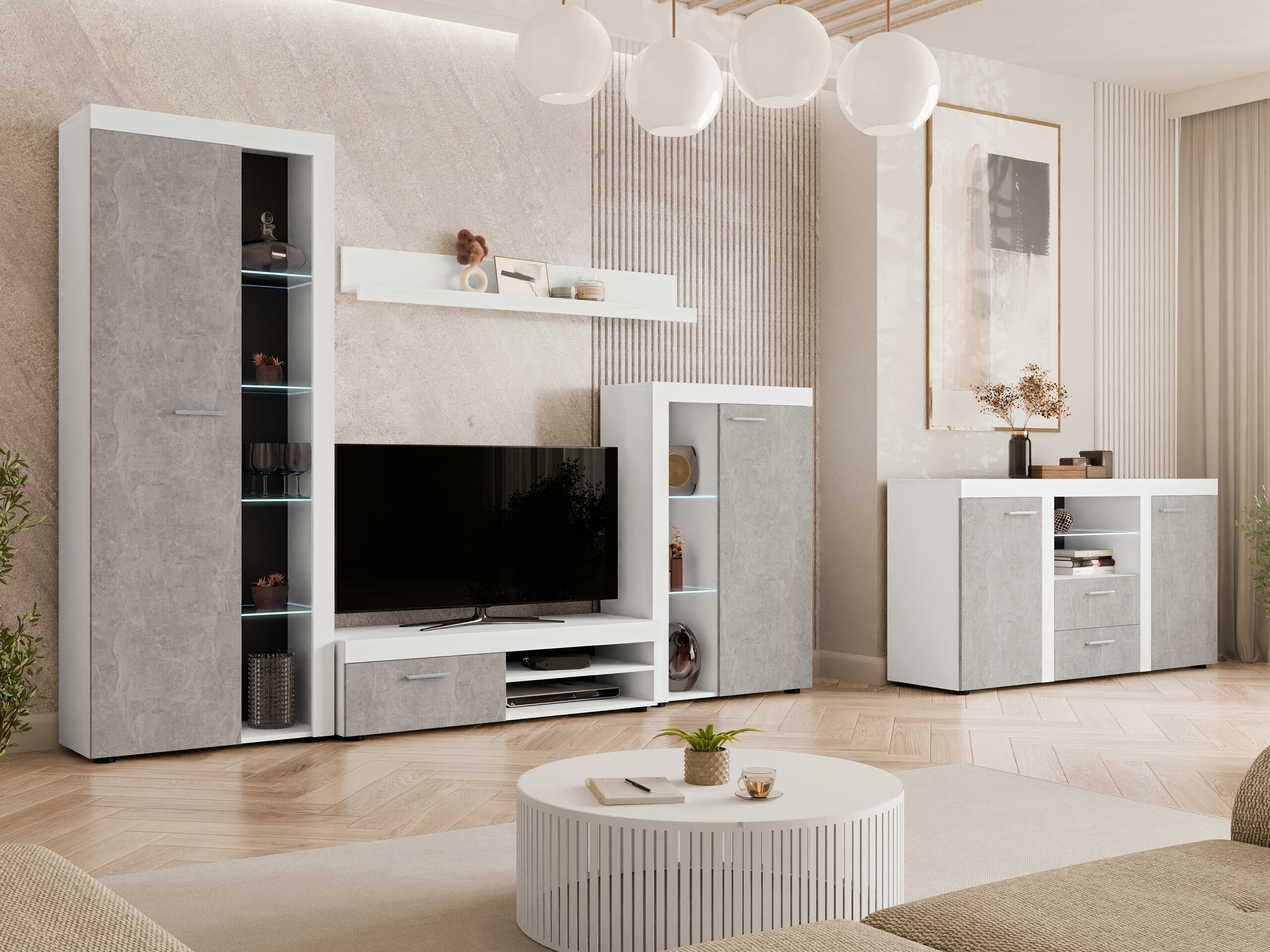 Kommode Univio (Hvid + Beton)