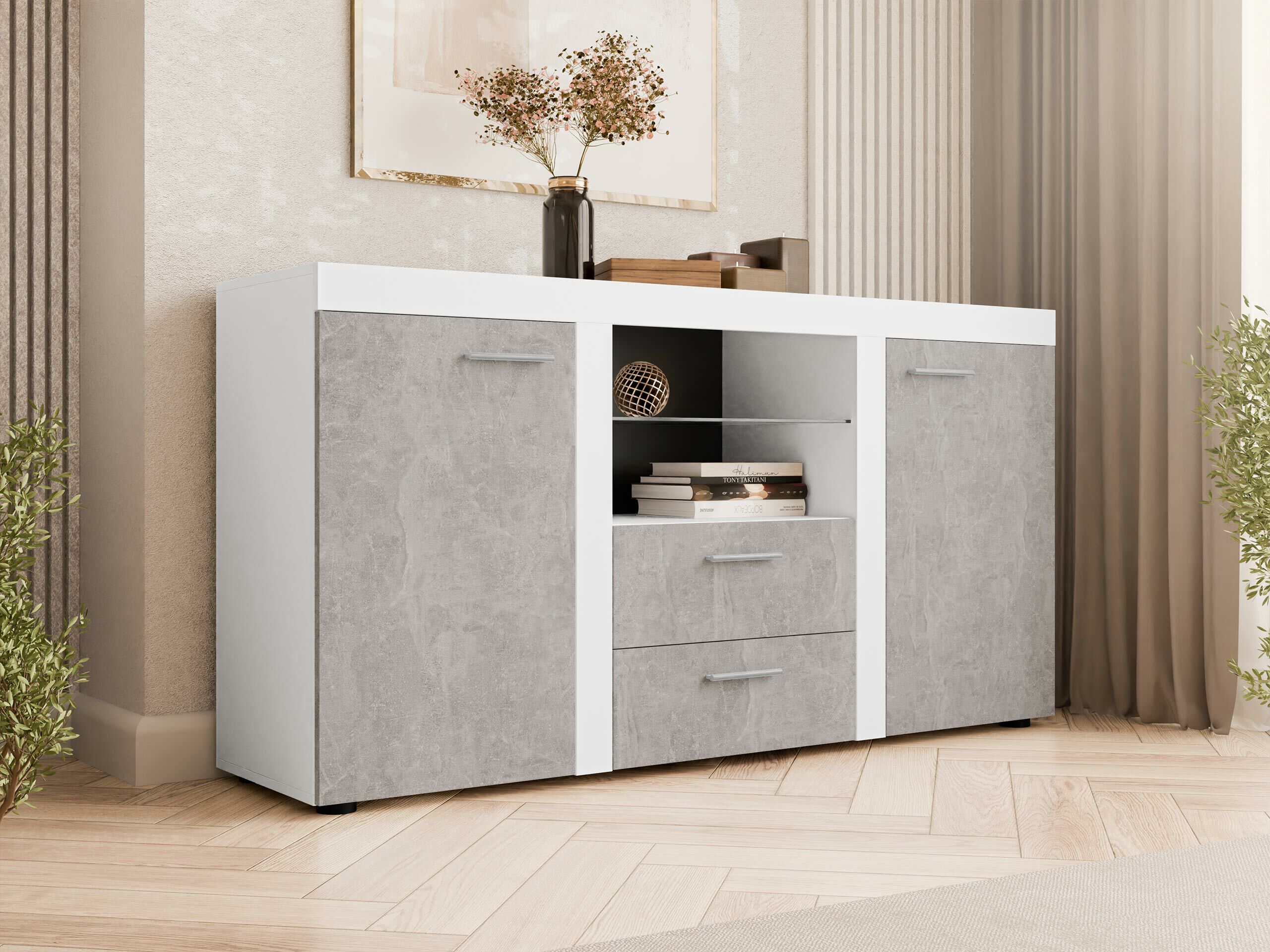 Kommode Univio (Hvid + Beton)