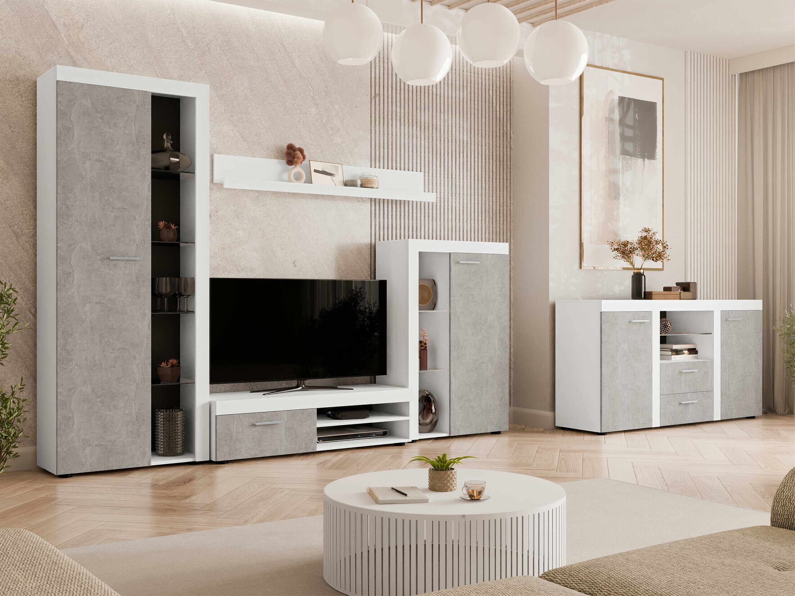 Kommode Univio (Hvid + Beton)